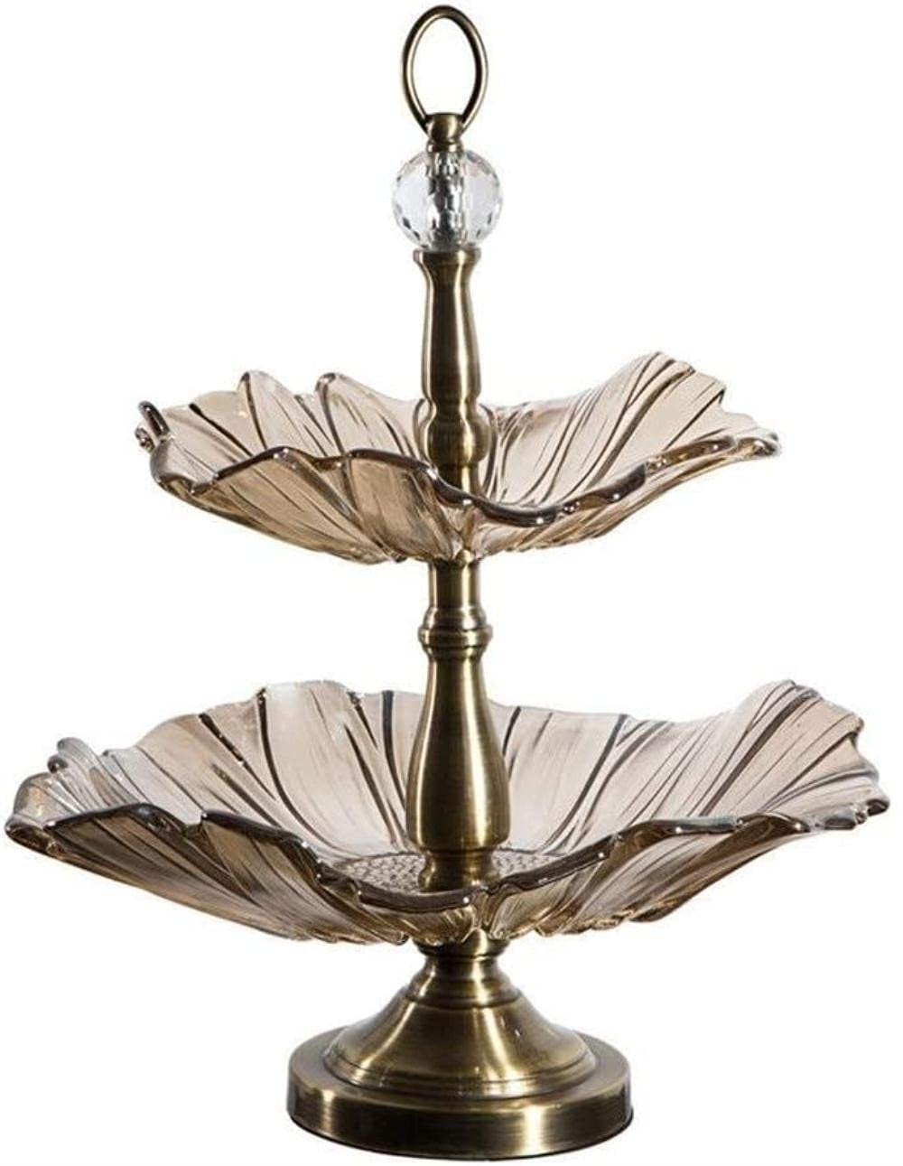Double Glass Fruit Bowl & Serving Tray - Elegant Round Platter for Fruits, Desserts, Snacks | Perfect for Kitchen Counter, Dining Table, Party Display & Home Decor