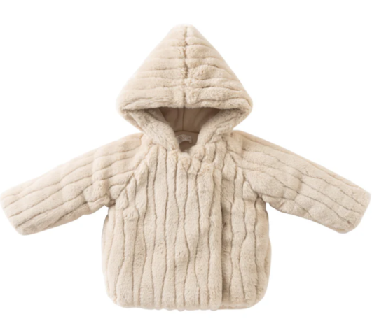 KIPP RIB FUR JACKET with Pompom Hat for Baby Boys & Girls (3M-24M) - Warm Winter Outerwear for Infants & Toddlers, Perfect for Snow Days & Holiday Photos