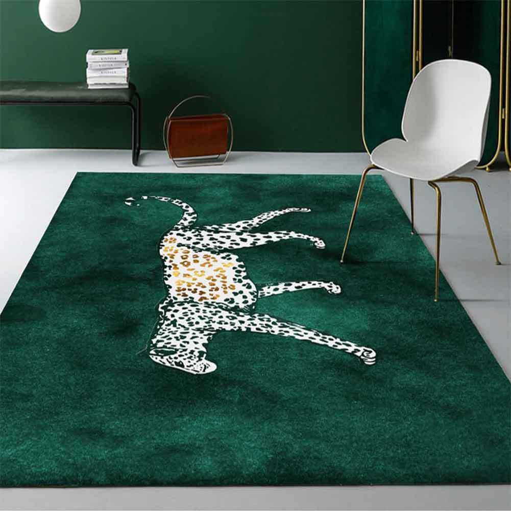 Hunter Green Leopard Print Area Rug - Mid-Century Modern Farmhouse Style 2x10 ft - Machine Washable Animal Pattern Carpet for Living Room, Dining Room, Bedroom & Kitchen Decor | Perfect for Boys/Girls Rooms & Table Runner Use