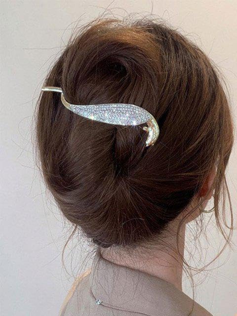 INHEAVEN Rhinestone Banana Hair Clip - Elegant Metal French Barrette Hair Clips for Women, Korean Style Hair Accessories (Style F) - Perfect for Weddings, Parties & Daily Styling