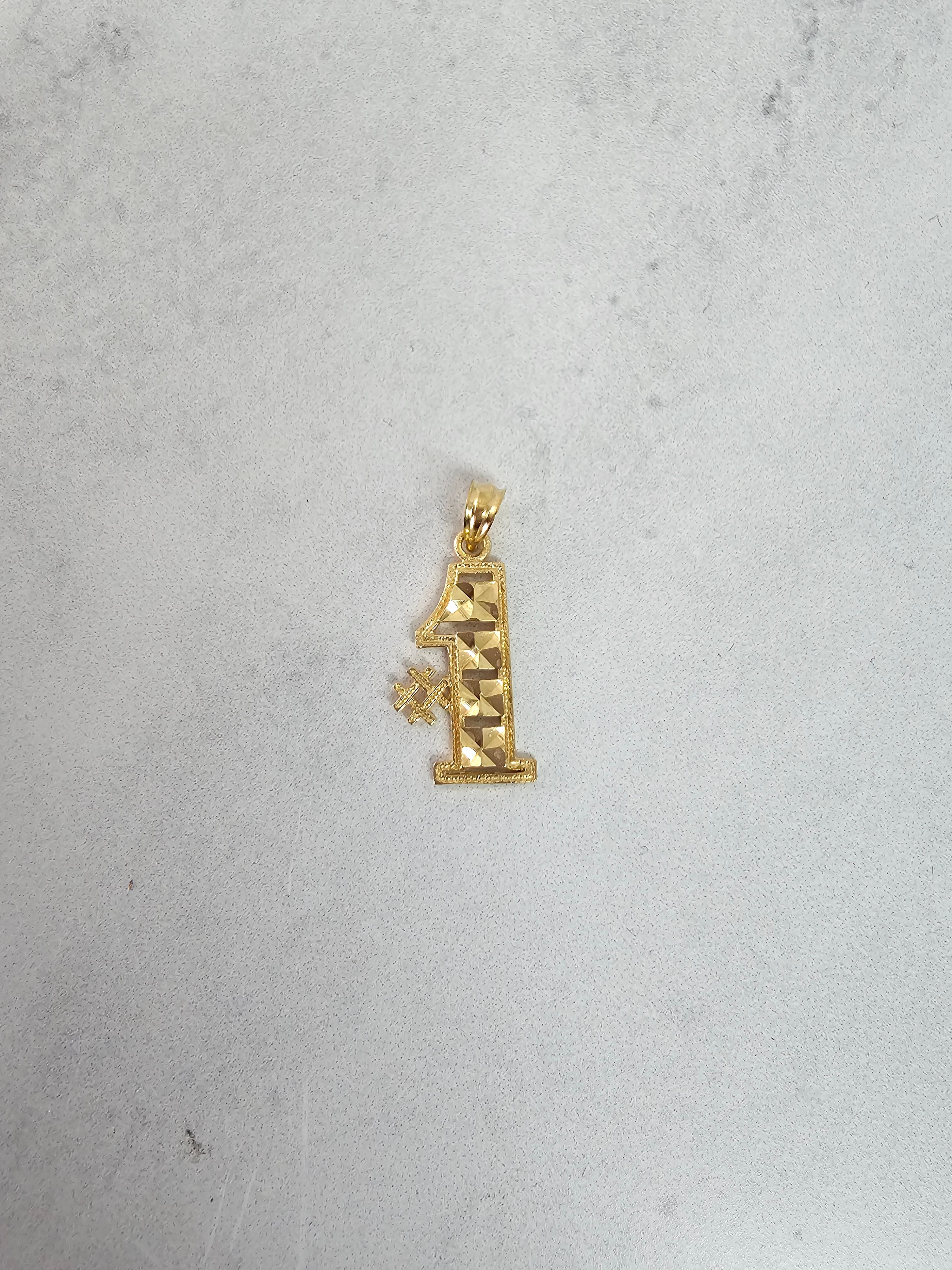 14K Yellow Gold Diamond Cut Charm Pendant - Elegant Jewelry for Necklace, Bracelet & Gift Giving