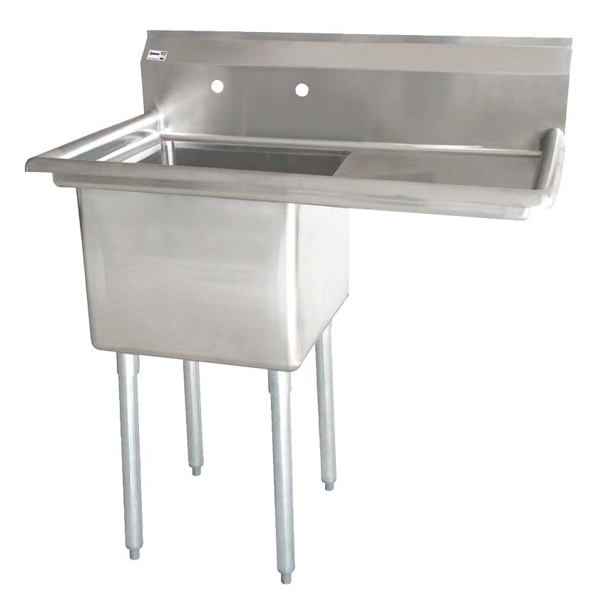 Nella One Tub Sink 18 x 18 x 11 Inches with Right Drain Board and Center Drain - Perfect for Laundry Rooms, Basements, and Utility Sinks