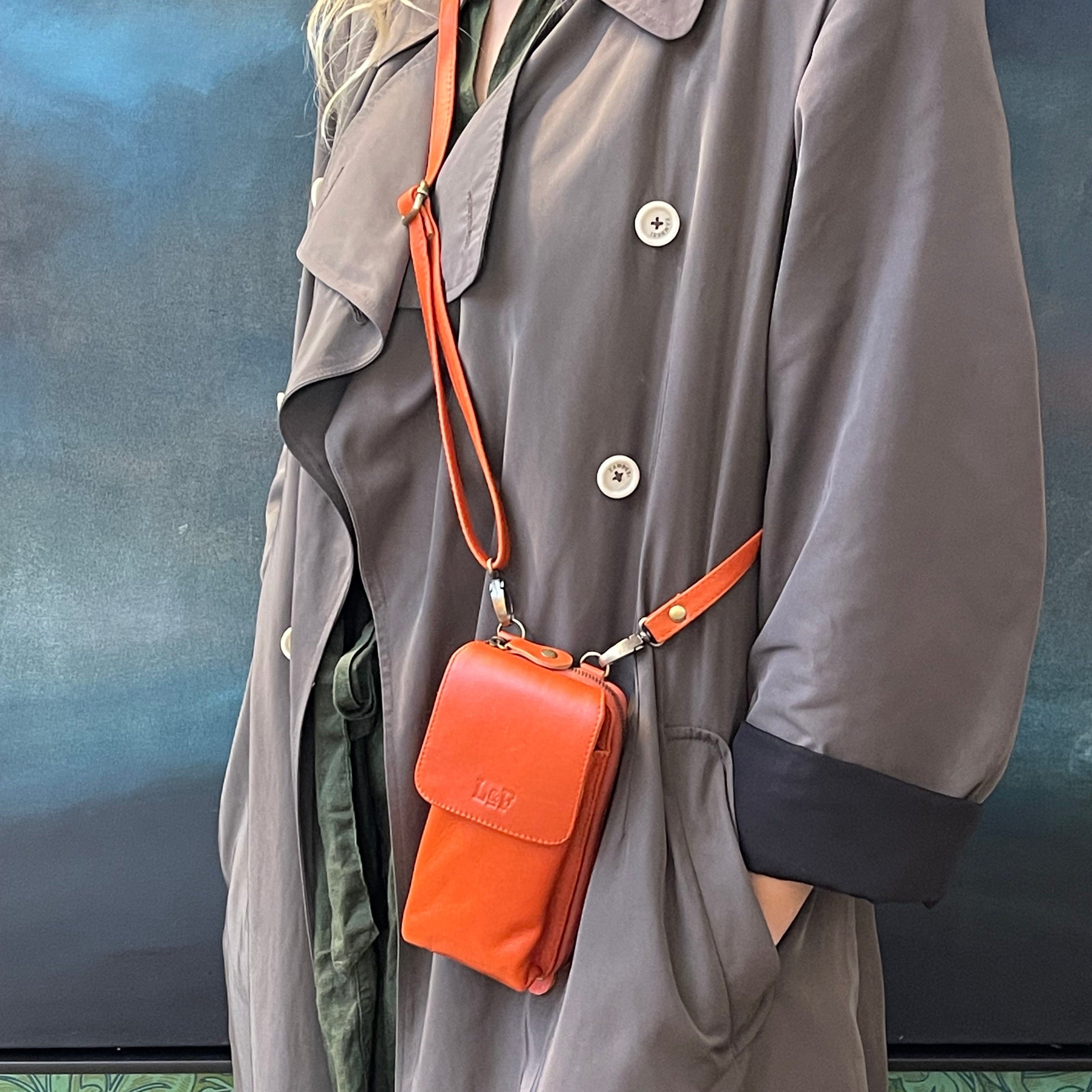 Little & Fox Genuine Leather Crossbody Clutch Bag in Tangerine Orange - Perfect for Parties, Date Nights & Everyday Use