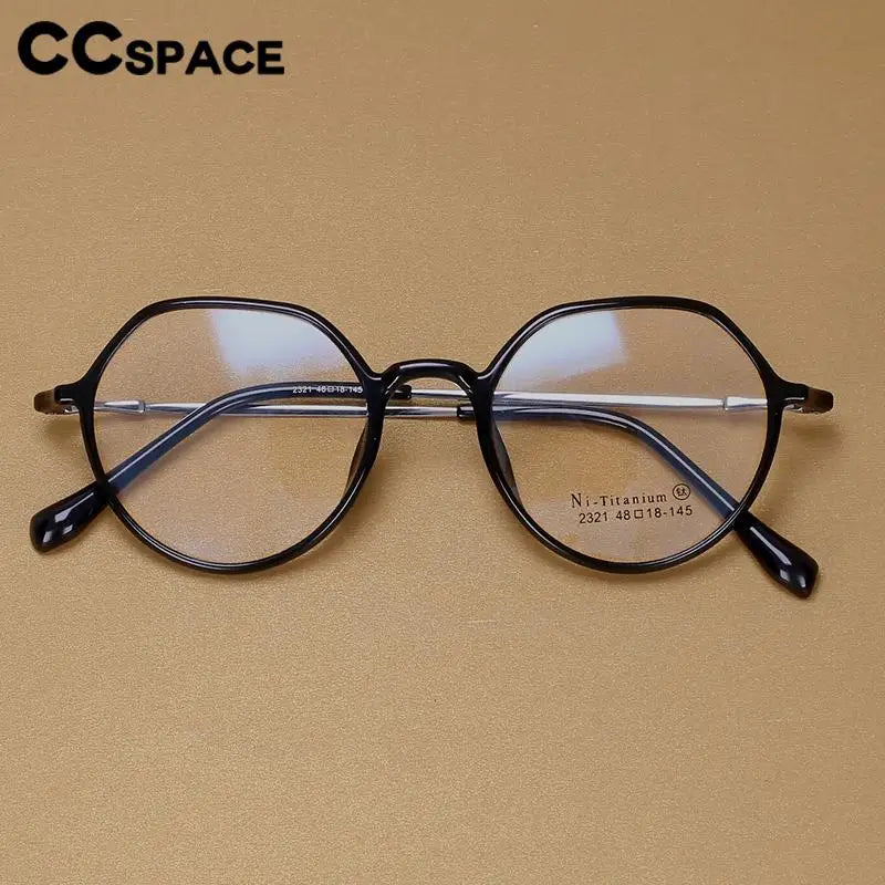 CCspace Unisex Full Rim Round TR90 Titanium Eyeglasses Frame 57100 - Lightweight & Durable for Work, Reading & Everyday Wear
