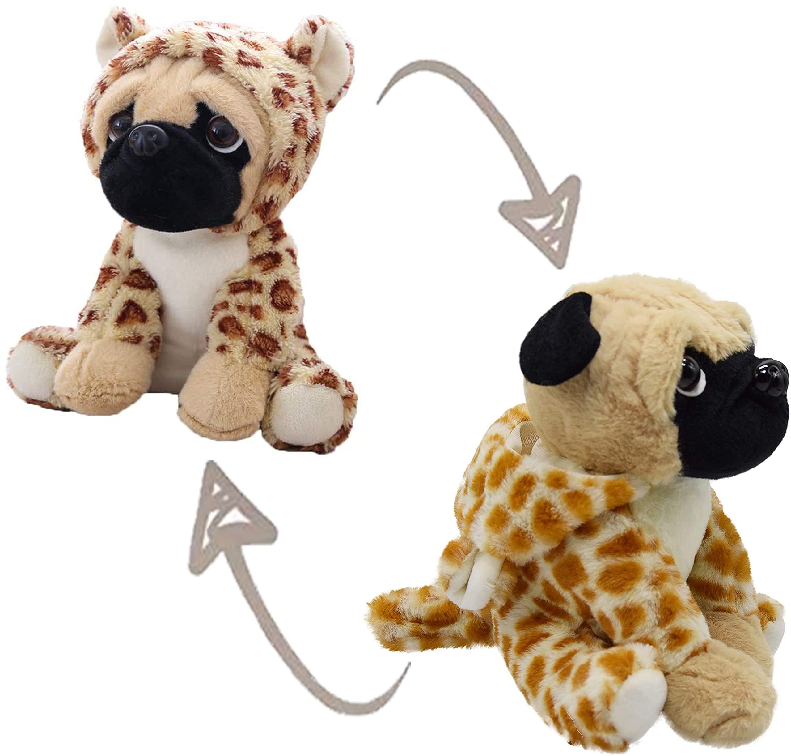 Cute 12-inch Pug Dog Stuffed Animal in Brown Panther Costume - Soft Plush Toy for Kids | Perfect for Cuddling, Birthday Gifts & Nursery Decor