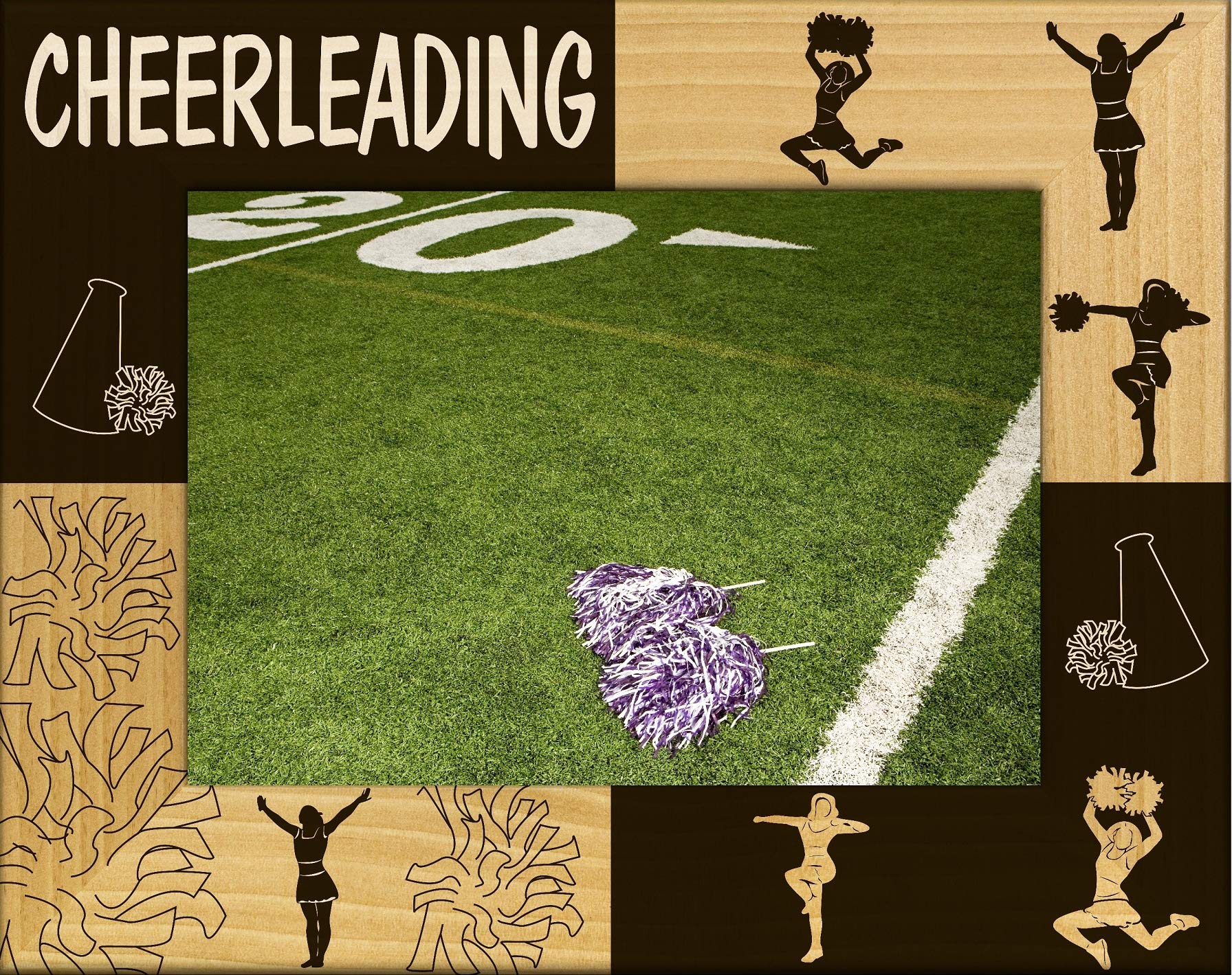 Custom Cheerleading Laser Engraved Wood Picture Frame 5x7 - Perfect for Team Photos, Awards & Sports Memorabilia Display