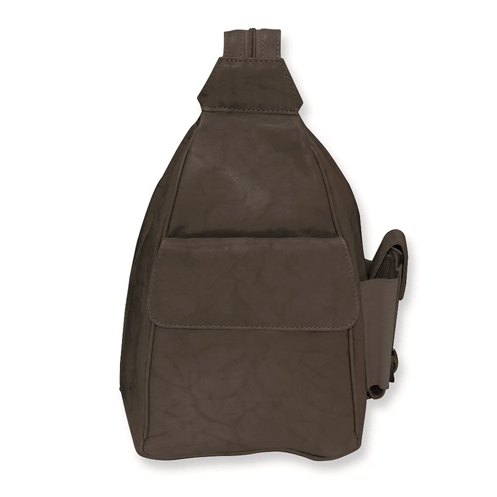 Diamond2Deal Women's Black Leather Sling Backpack - Stylish & Durable Crossbody Bag for Travel, Work & Everyday Use
