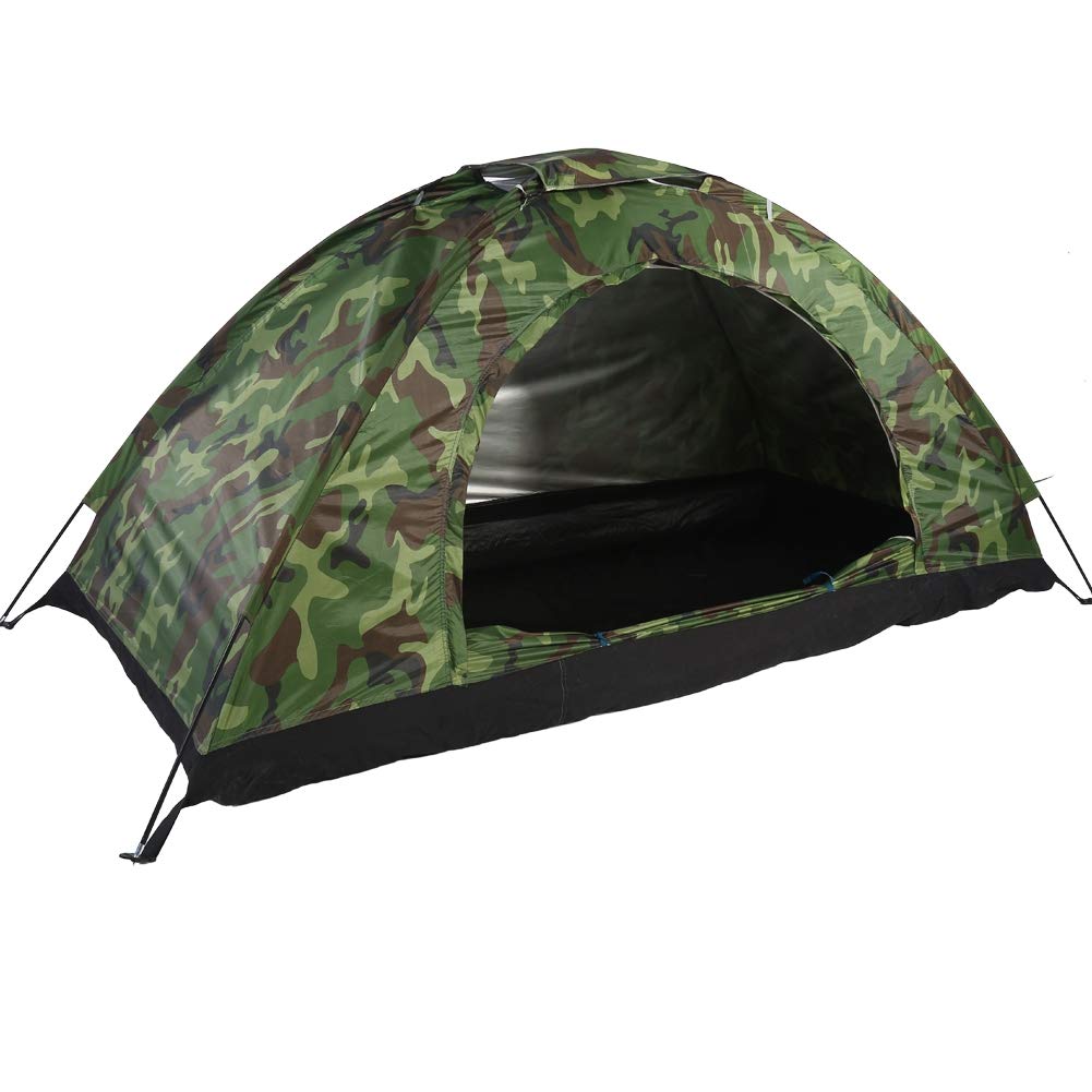 SALUTUY 1-Person Lightweight Dome Tent - Portable Camouflage Camping Tent with Silver Coating for Outdoor Adventures, Beach Camping & Hiking Gear - Perfect for Solo Backpacking, Festival Camping & Emergency Shelter