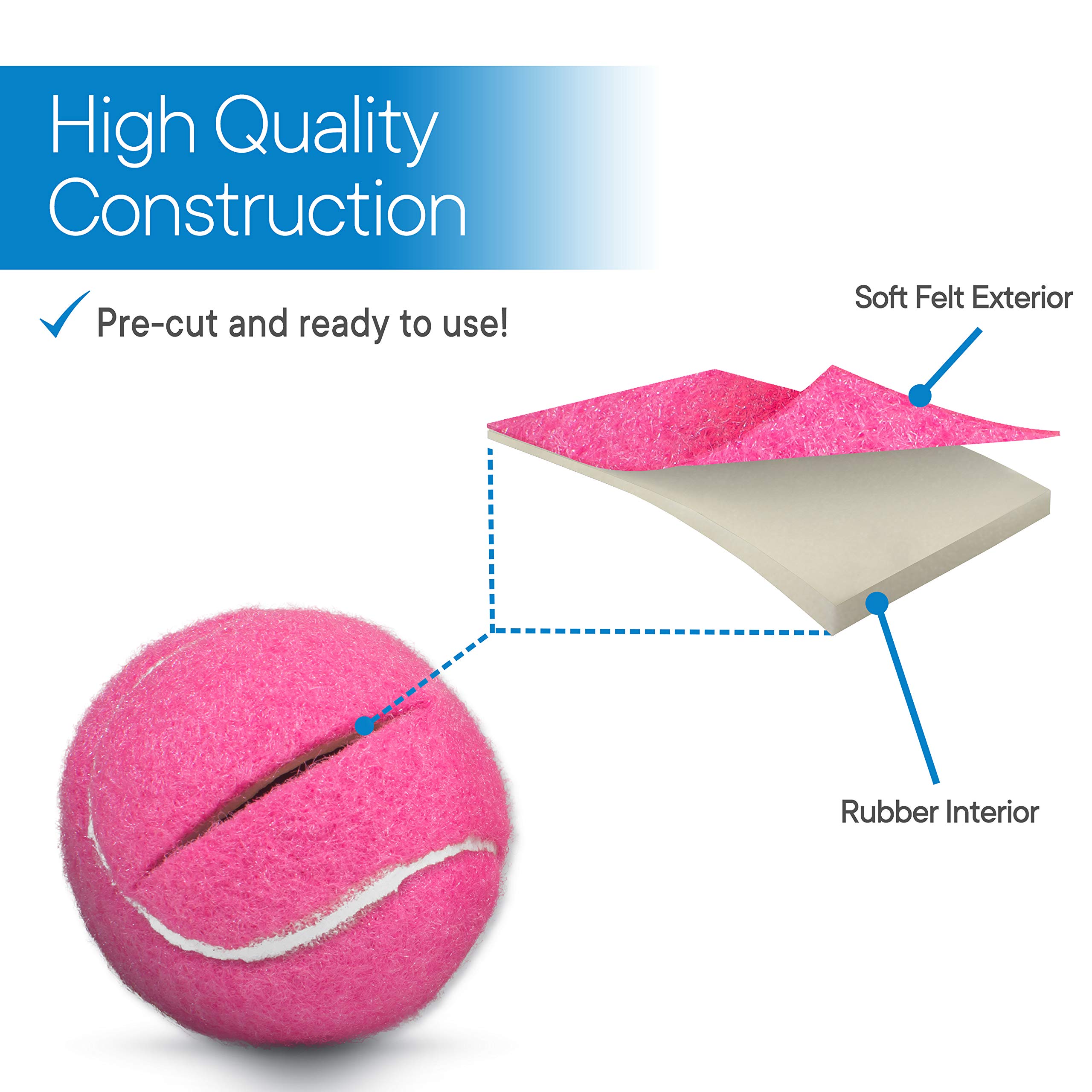RMS Walker Glide Balls - Set of 2 Easy-Install Mobility Aid Balls with Precut Openings for Most Walkers (Pink) | Non-Slip Walker Tips for Hardwood Floors & Carpet | Ideal for Seniors & Post-Surgery Recovery
