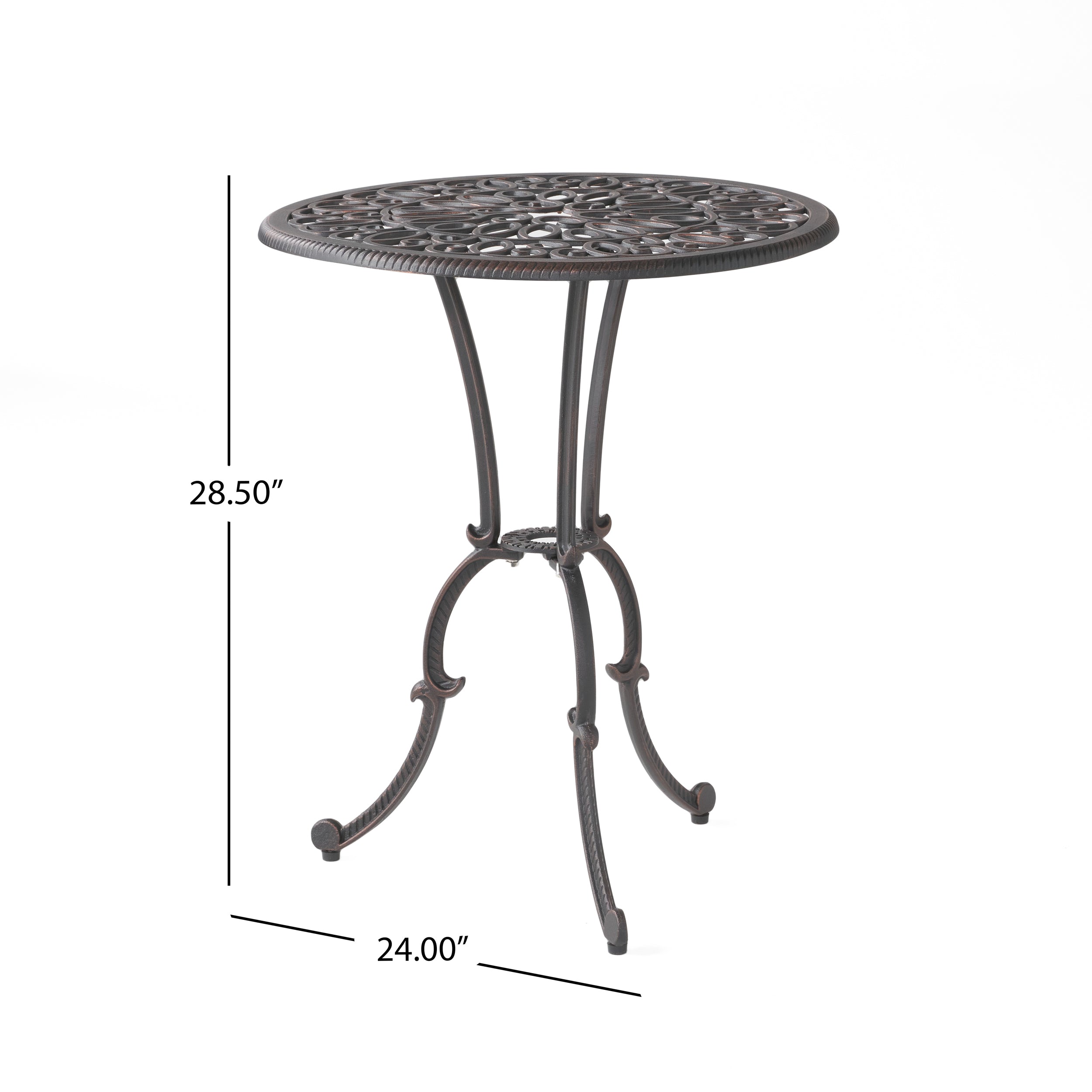 Charleston 3-Piece Cast Iron Bistro Set - Outdoor Patio Dining Furniture for Garden, Balcony & Backyard