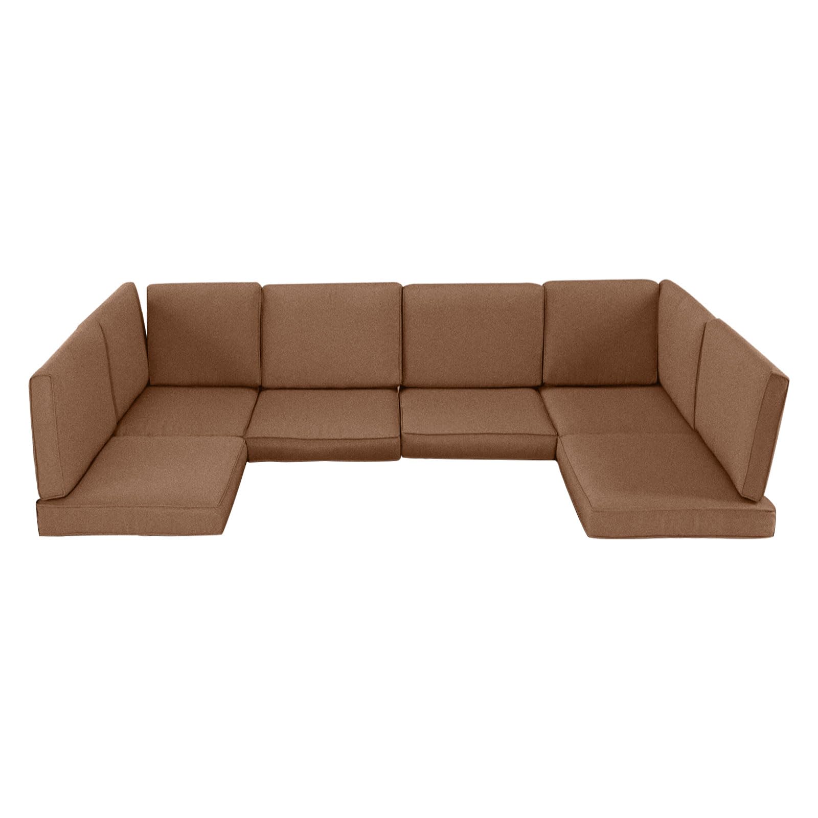 14-Piece Outdoor Patio Cushion Cover Set with Zipper - 6 Seat Covers, 4 Back Covers & 4 Side Covers - Replacement Slipcovers for Patio Furniture, Sofa & Outdoor Couch (Brown) - Weatherproof & UV Resistant for Deck, Porch & Backyard Use