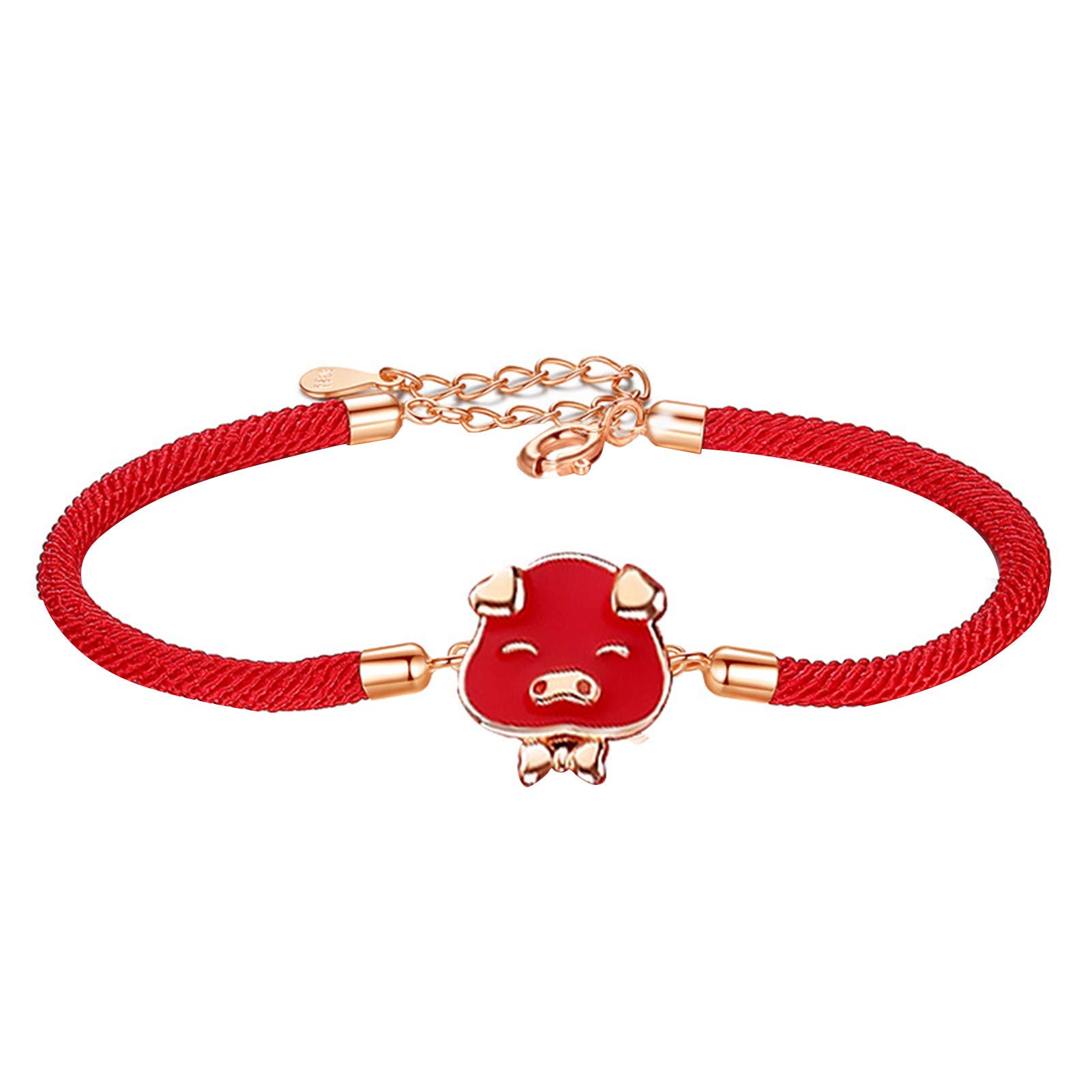 SANWOOD Women's Bracelet - Exquisite Cartoon Animal Pattern Sterling Silver Chinese Zodiac Charm Bracelet with Red Rope Bangle | Perfect for Parties, Gifts, and Everyday Wear
