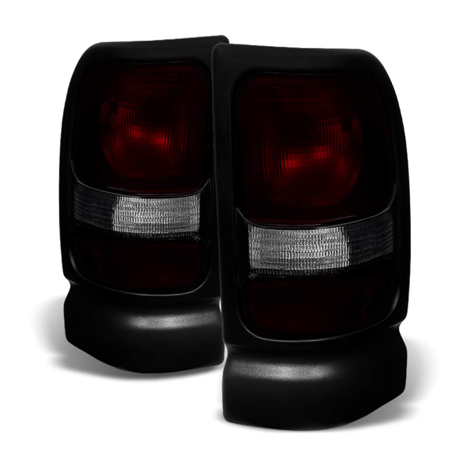 AKKON Smoked Headlights & Dark Red Tail Lights Combo Pair for 1999-2001 Dodge Ram 1500 Sport Models - Direct Replacement LH+RH - Upgrade Your Truck's Style for Night Driving & Custom Look