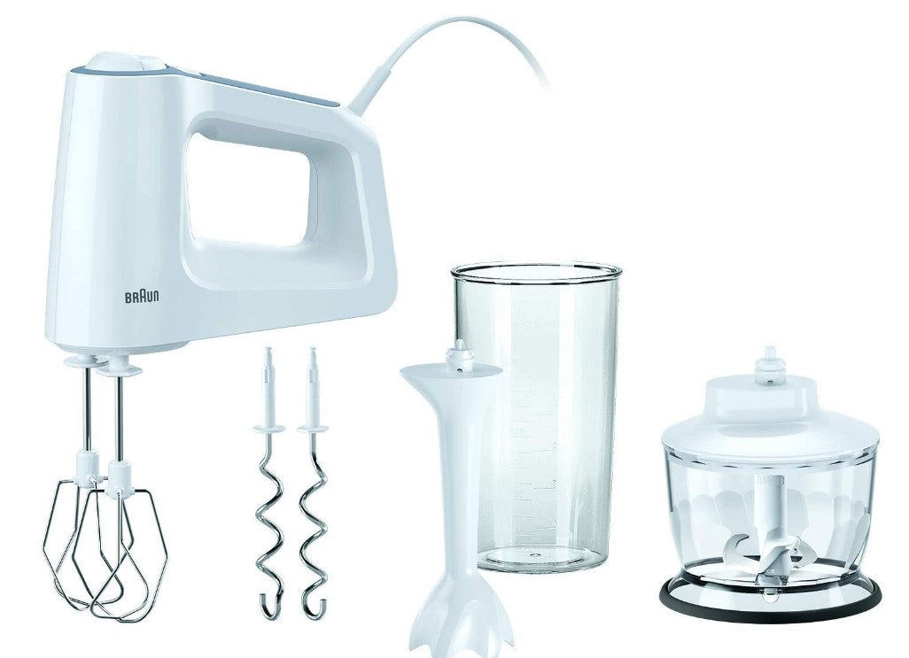 Braun Multimix 3 HM3135 500W Powerful Hand Mixer - White (220V) for Baking, Whipping, Mixing - Perfect for Cakes, Cookies, Dough & More