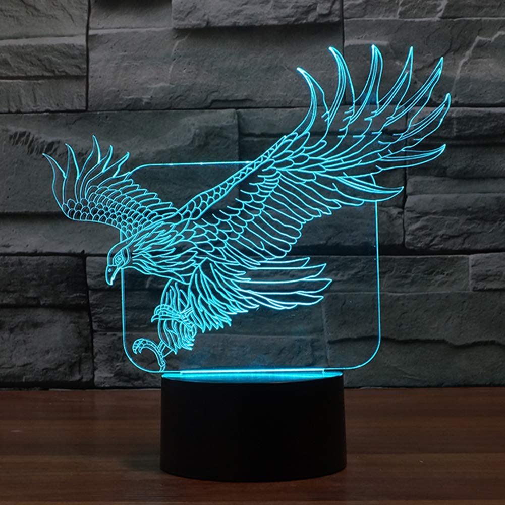 3D Illusion Eagle Night Light - 7 Color Changing LED Lamp for Kids Room Decor, Birthday & Christmas Gifts for Boys & Girls | Perfect for Bedrooms, Nurseries, and Gift Occasions