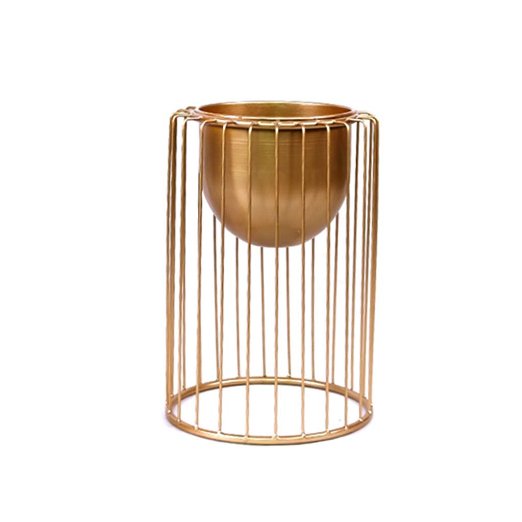 ZUOANCHEN Modern Gold Wrought Iron Flower Pot Stand - Minimalist Nordic Style Indoor/Outdoor Plant Holder for Living Room, Balcony & Garden Decor - Durable Metal Floor Planter with Creative Design (Color: Gold) - Perfect for Home, Office & Wedding Decorations