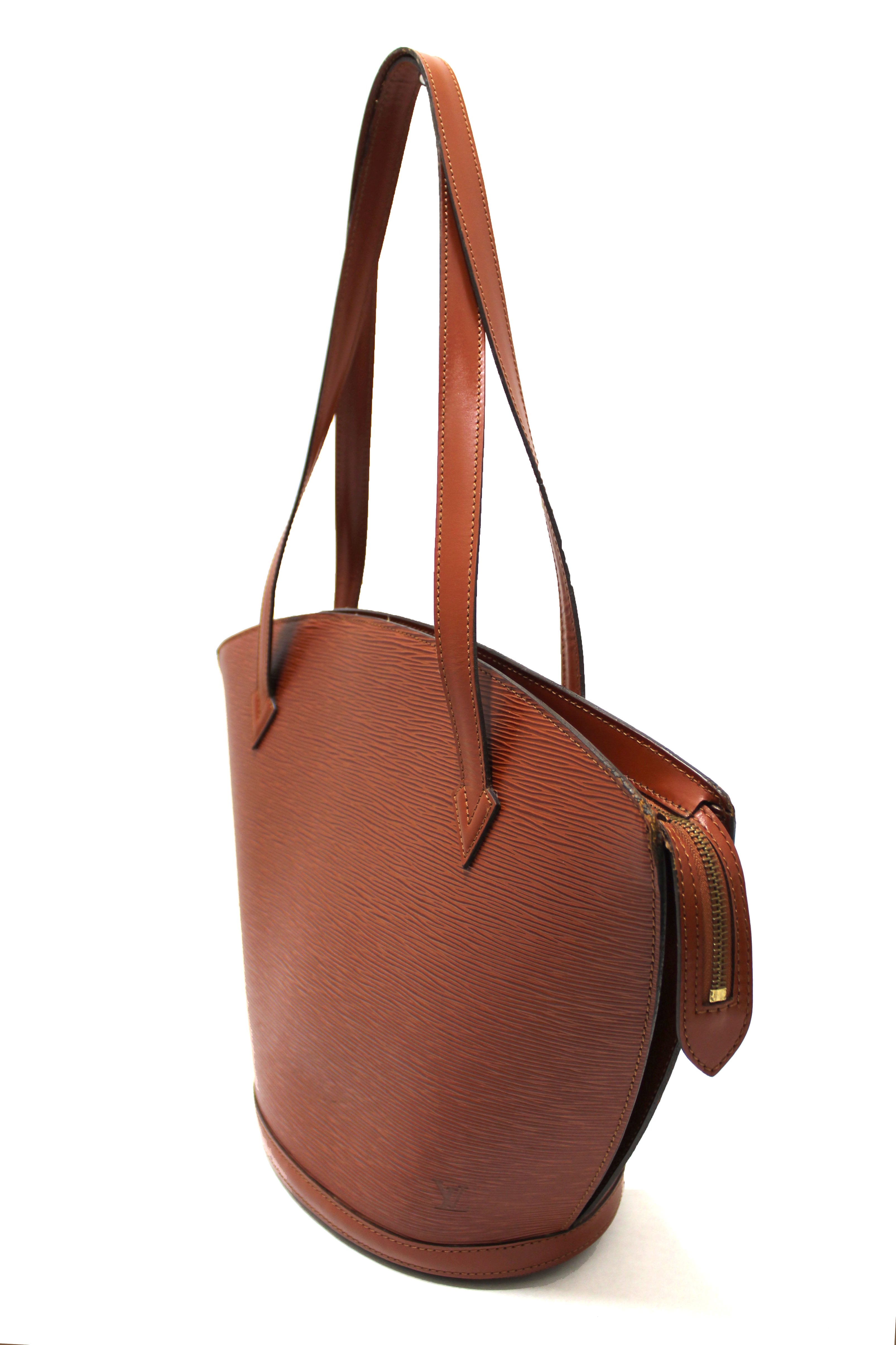 Authentic Louis Vuitton Epi Leather St Jacques Shoulder Tote Bag - Large Brown Fawn Crossbody Purse for Women, Luxury Designer Handbag for Work, Travel & Everyday Use