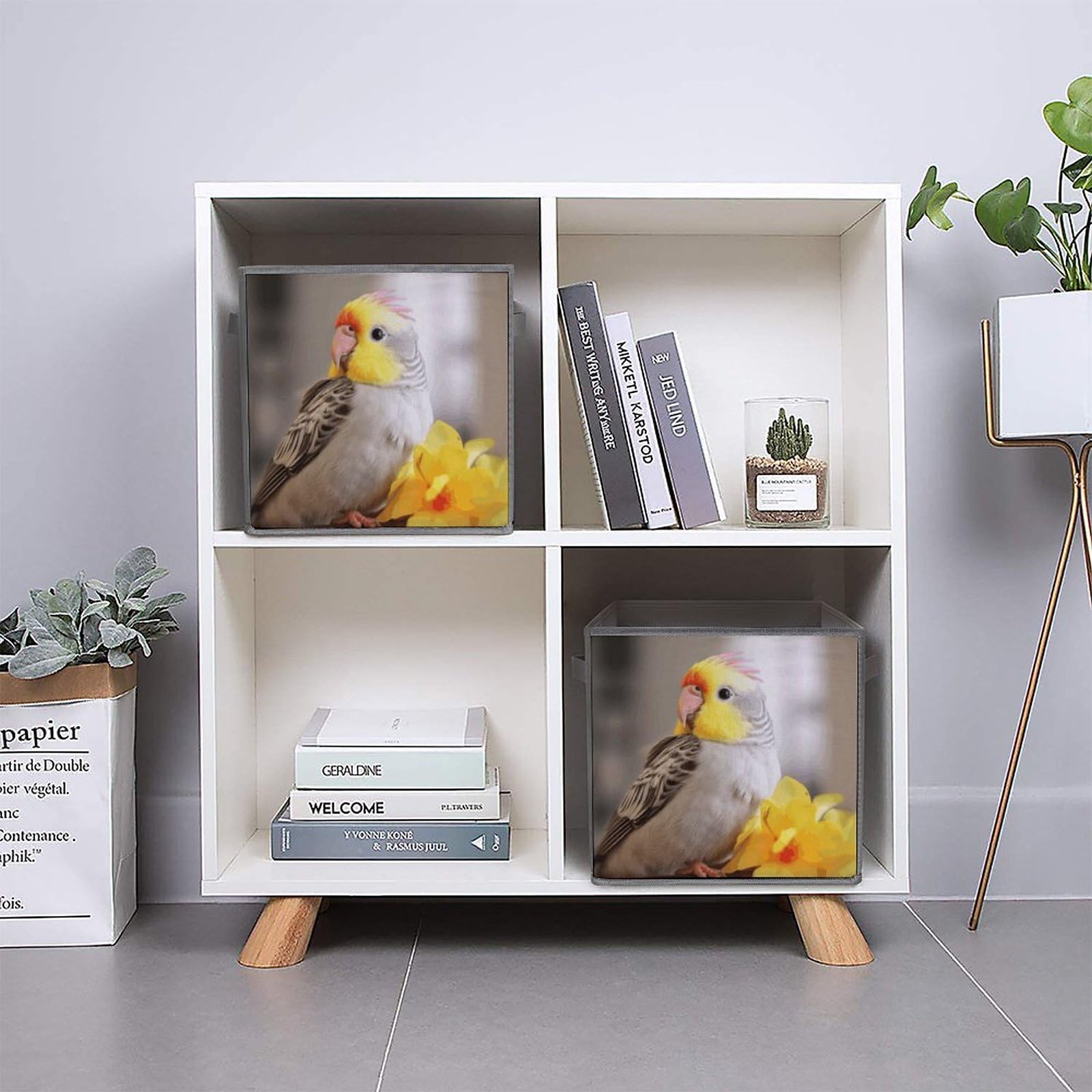 2PCS Foldable Storage Bins - Cute Cockatiel Printed Large Capacity Storage Boxes with Handles for Playroom, Office & Home Organization | Perfect for Toys, Books & Clutter Control