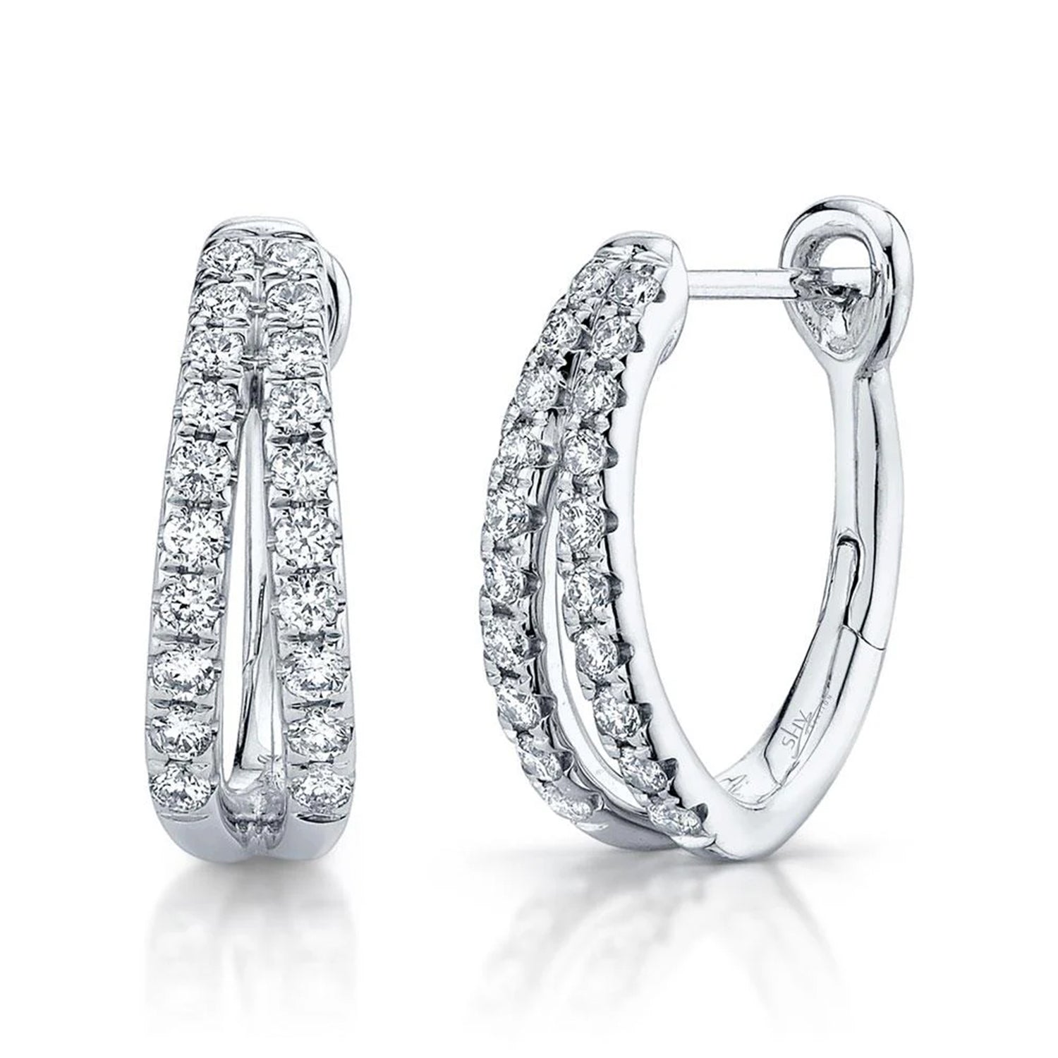 14K Gold Split Diamond Oval Hoop Earrings for Women - Elegant Dangle Ear Jewelry SC22005527 | Perfect for Weddings, Parties & Special Occasions