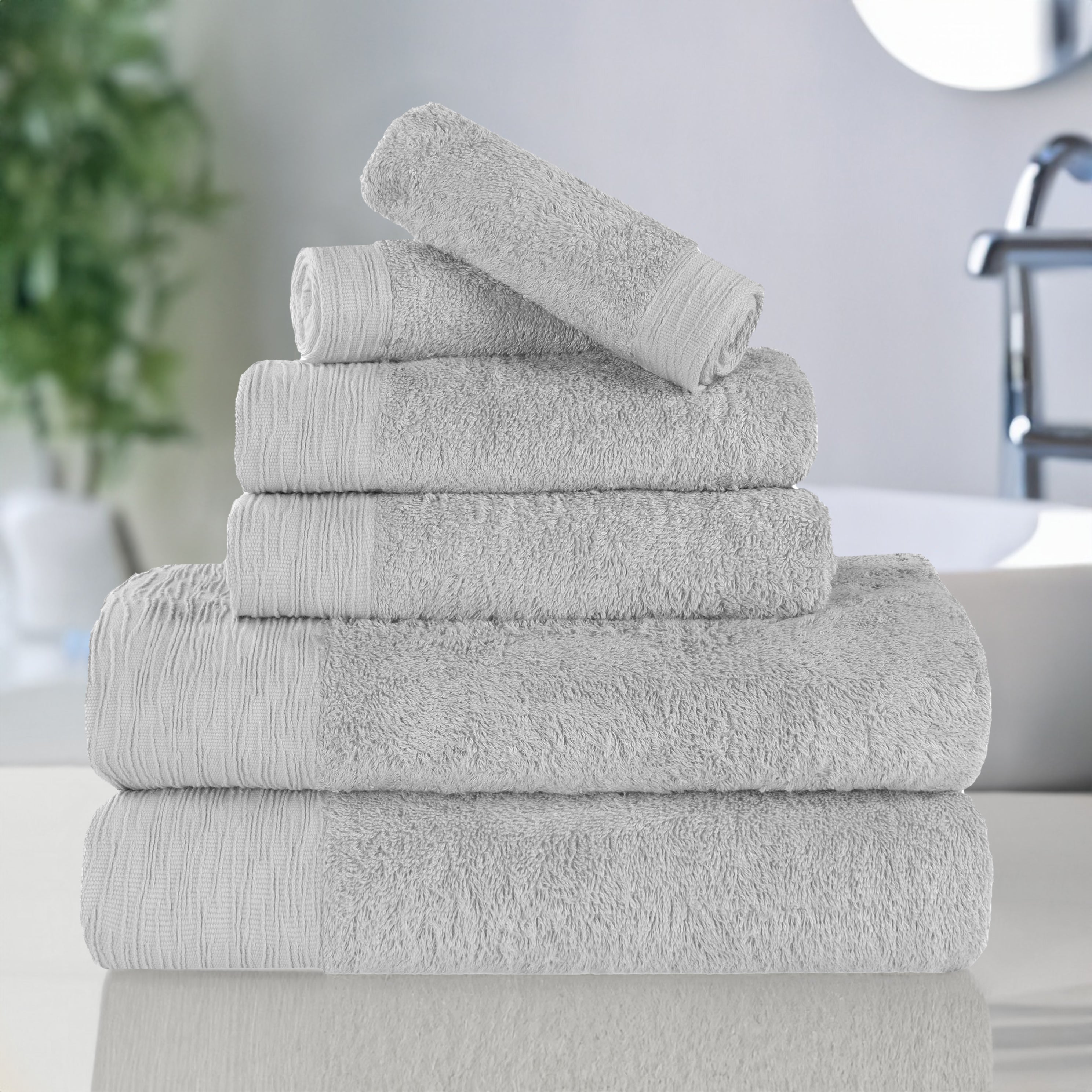 Premium 6-Piece Bamboo Rayon Towel Set - Ultra Soft, Eco-Friendly & Absorbent - Perfect for Bath, Spa, Beach & Luxury Home Use