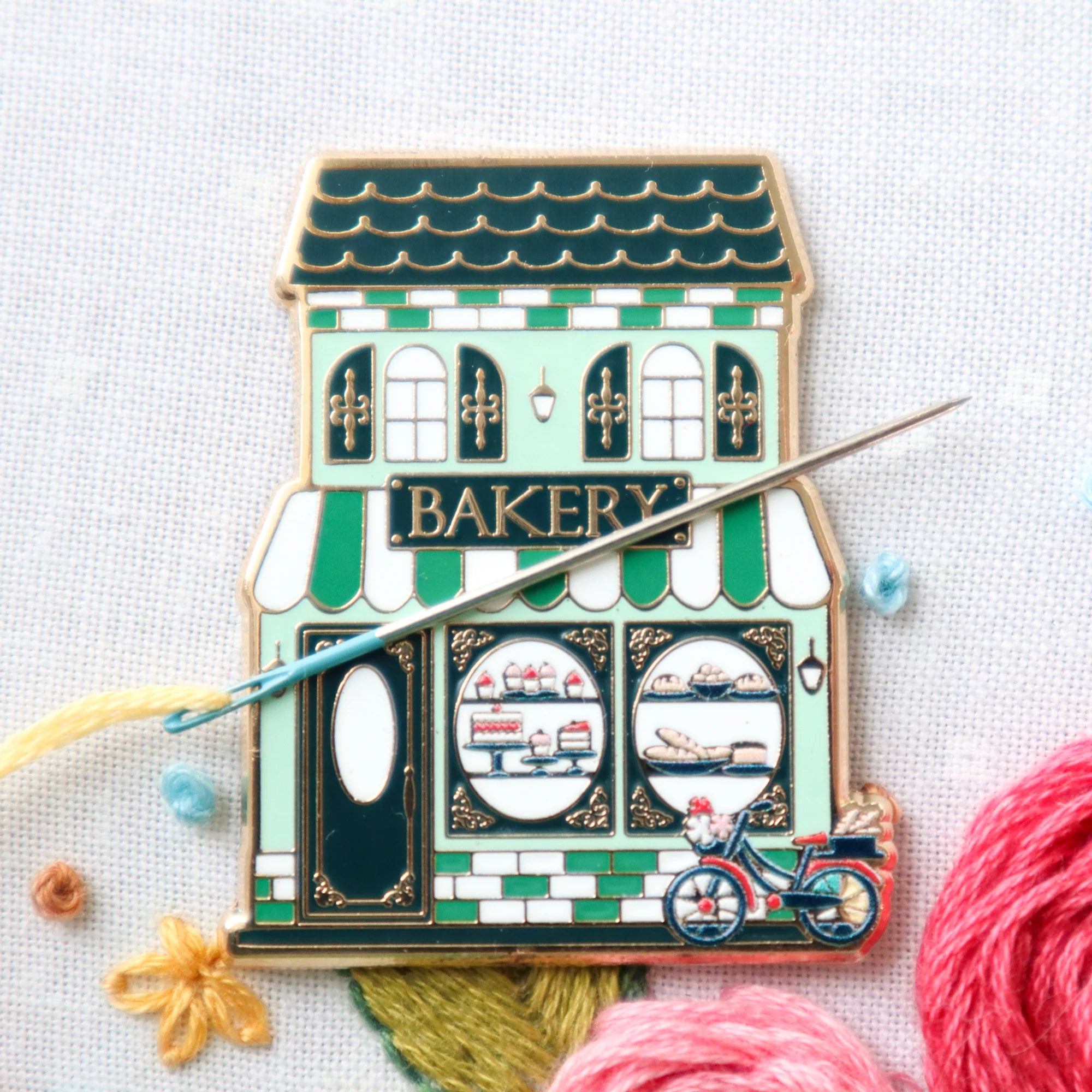 Flamingo Toes Bakery Main Street Needle Minder - Magnetic Pin Holder for Sewing, Quilting & Embroidery Projects | Perfect for Crafters & DIY Enthusiasts