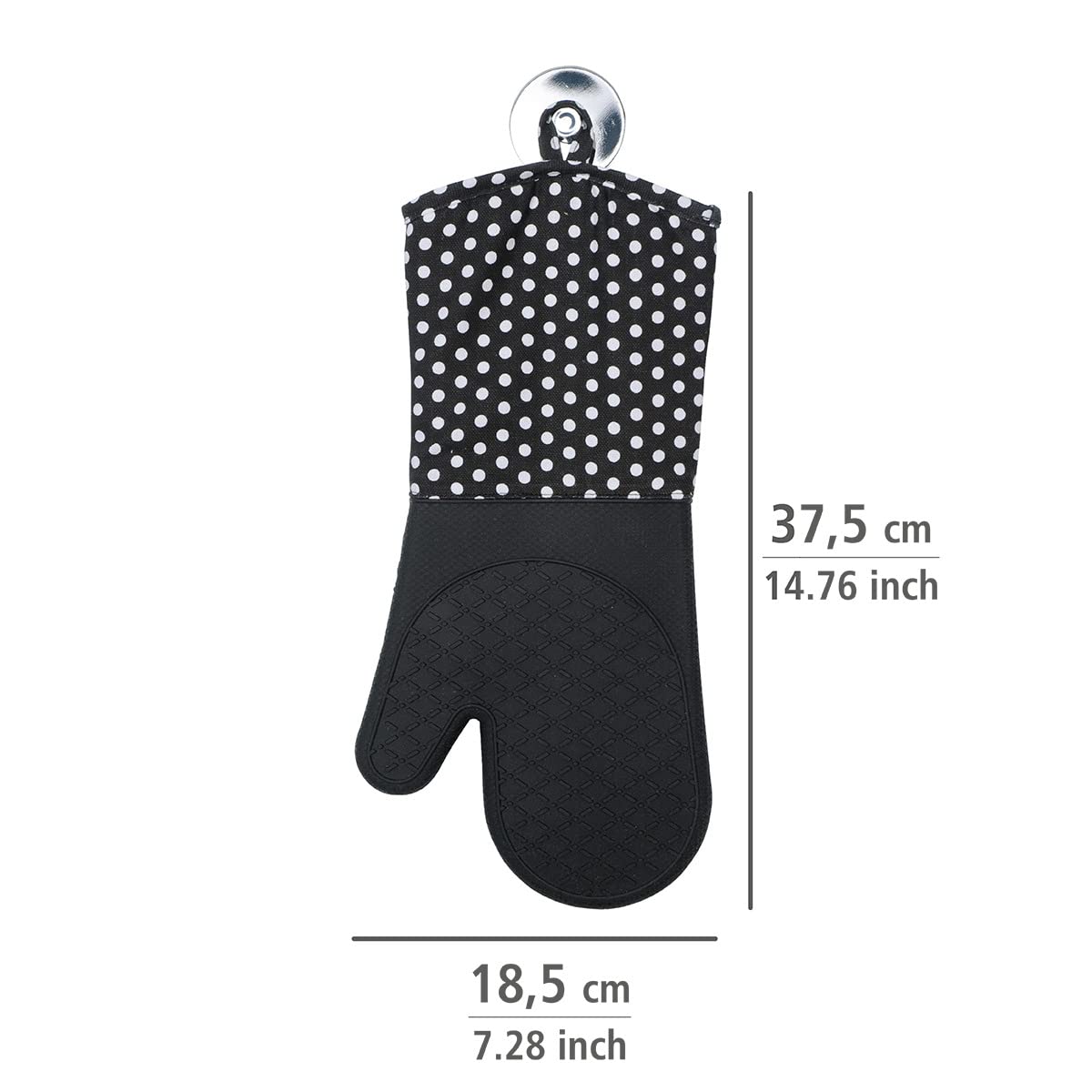 Premium Silicone Oven Mitts Set of 2 - Heat Resistant Kitchen Gloves (37.5 x 18.5 cm) in Black & White - Perfect for Baking, Grilling, and Cooking Safety