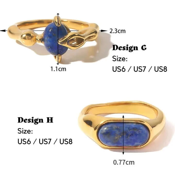 18K Gold Boho Iolite Bezel Thumb Ring for Women | Vintage Bohemian Jewelry | Handmade Adjustable Statement Ring | Perfect for Parties, Weddings & Everyday Wear (JDR046)