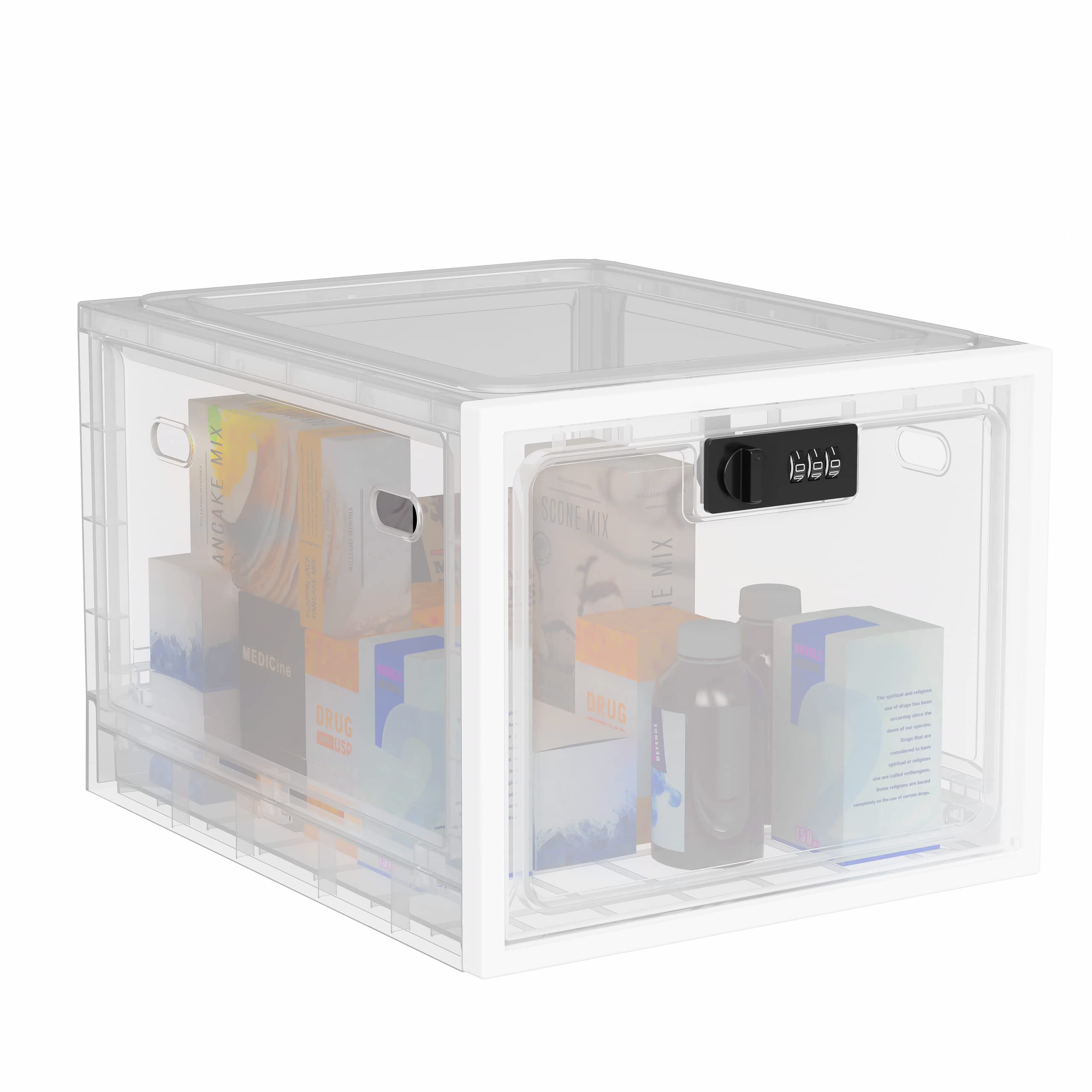 SANIDIKA 2 Pack Large Lockable Medicine Storage Box - Childproof First Aid Organizer with Key Lock for Pills, Medical Supplies & Small Electronics - Perfect for Home, Office, Travel and Refrigerator Use