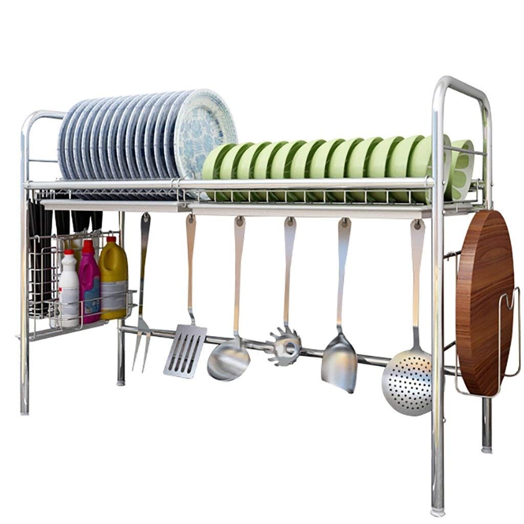 Stainless Steel Large Dish Rack Over Sink - Sturdy & Space-Saving Kitchen Counter Drying Rack with Utensil Holder | Easy Assembly for Small Kitchens & Apartments