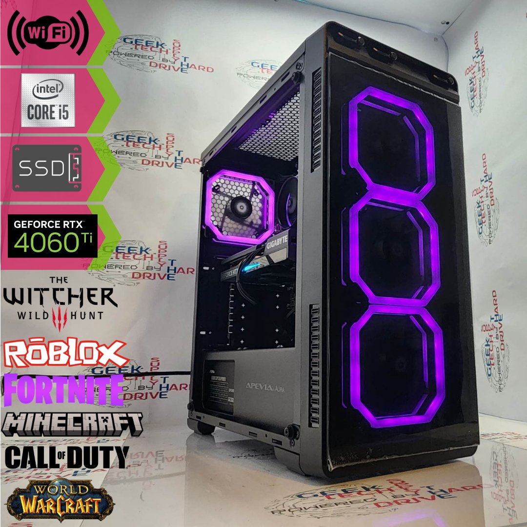 Custom Gaming PC Desktop Computer - Intel Core i5, NVIDIA GeForce RTX 4060 Ti, 2TB SSD, 32GB DDR5 RAM, WiFi 6, RGB Aura Sync, Black B760 Motherboard - Perfect for 4K Gaming, Streaming & Content Creation