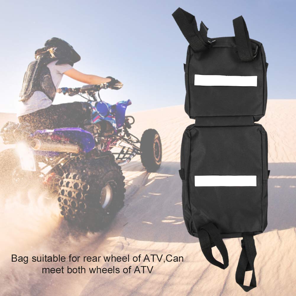 600D Oxford Cloth ATV Storage Bag - Waterproof & Wear-Resistant Motorcycle Saddle Bag for Outdoor Riding, Snowmobile & Off-Road Adventures (Black) | Perfect for ATV Accessories, Hunting Gear & Camping Equipment Storage