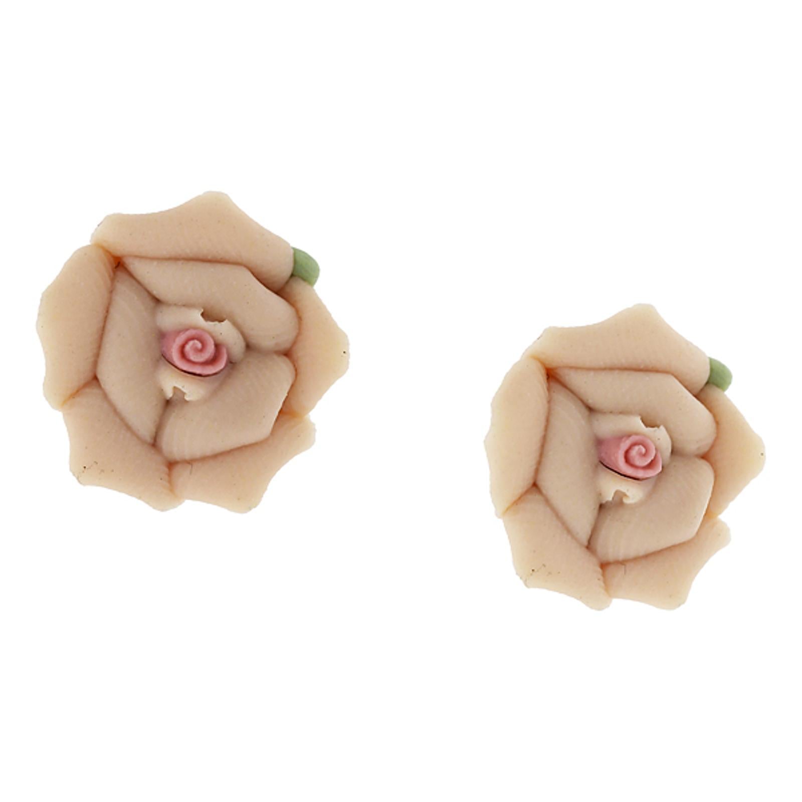 1928 Vintage Porcelain Rose Stud Earrings - Classic Floral Jewelry for Women - Perfect for Weddings, Parties & Everyday Wear