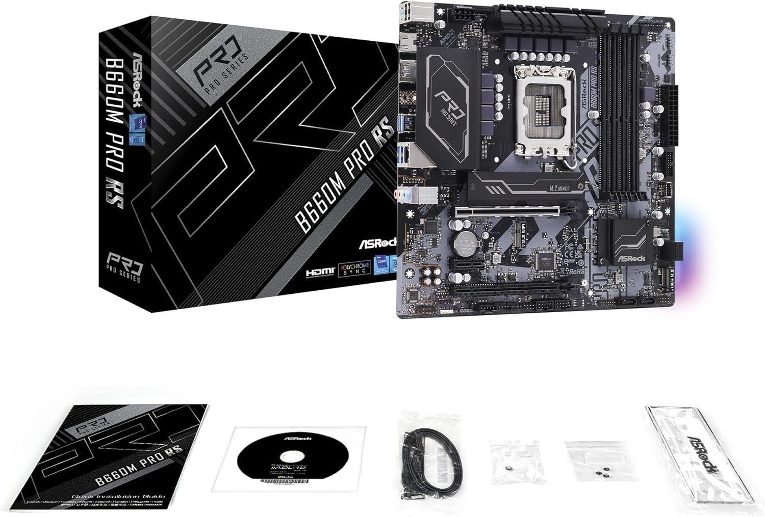 ASRock B660M Pro RS LGA1700 DDR4 Micro ATX Motherboard with Intel B660 Chipset - Perfect for Gaming PCs, Workstations, and Home Office Setups