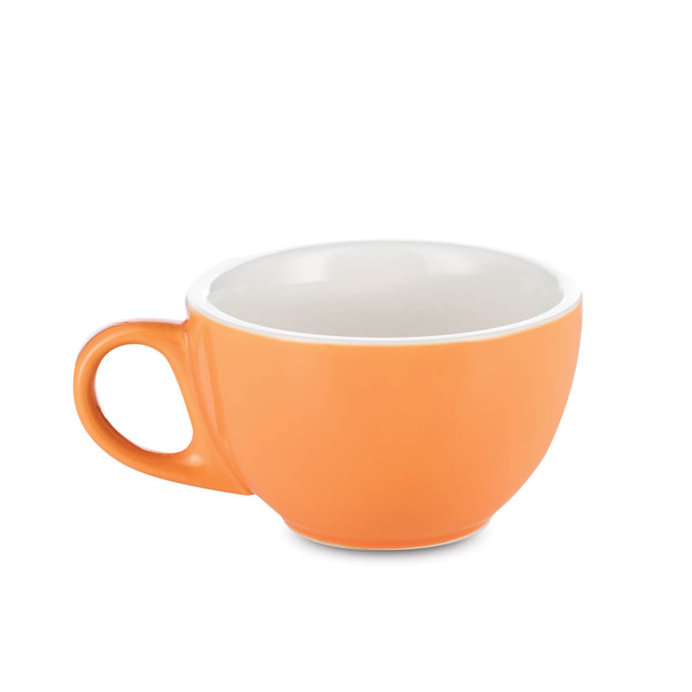Premium Espresso Porcelain Latte Cup & Saucer Set - 12oz (355ml) Orange - Perfect for Coffee Shops, Home Brewing & Gifts