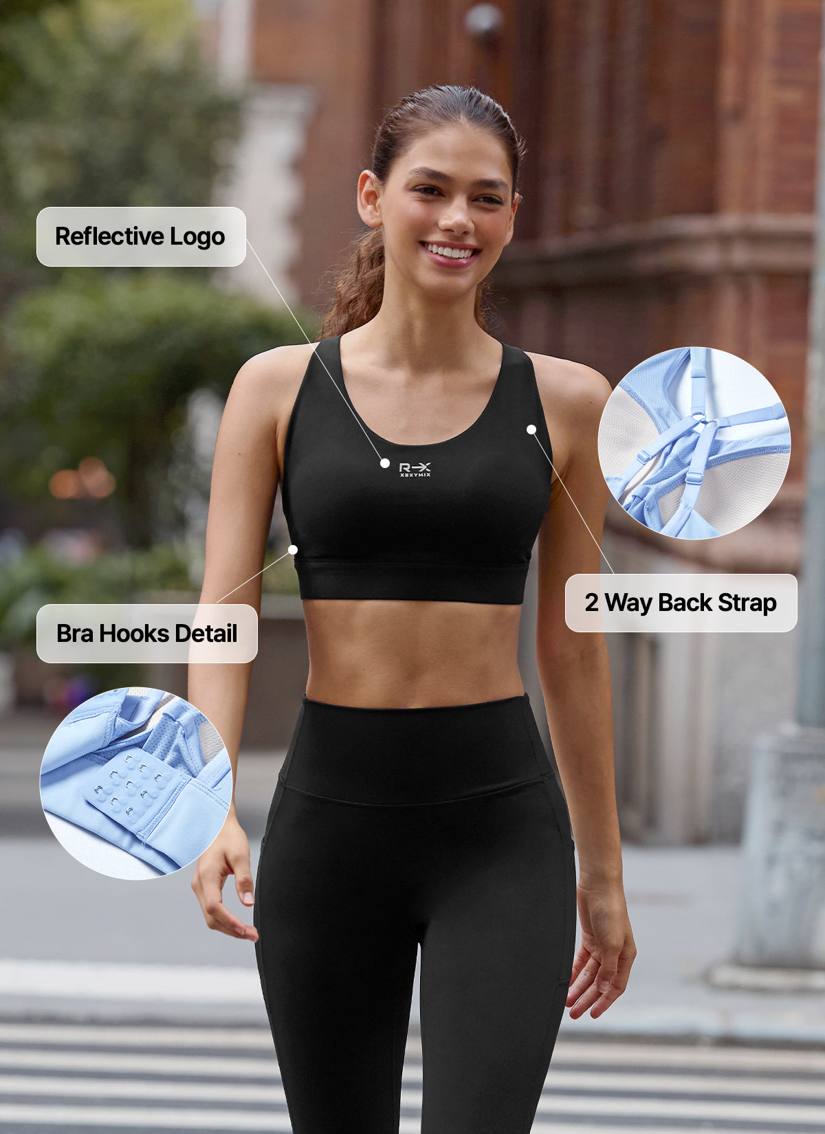 RX Black Label Signature 360N X Strap Sports Bra Top - High Support Workout, Yoga & Running for Women