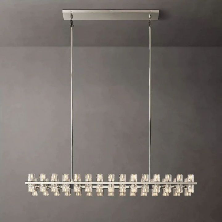 Elegant Aurora Wine Glass Rectangular Chandelier - 54 Inch Modern Crystal Ceiling Light for Dining Room, Living Room & Bedroom Decor