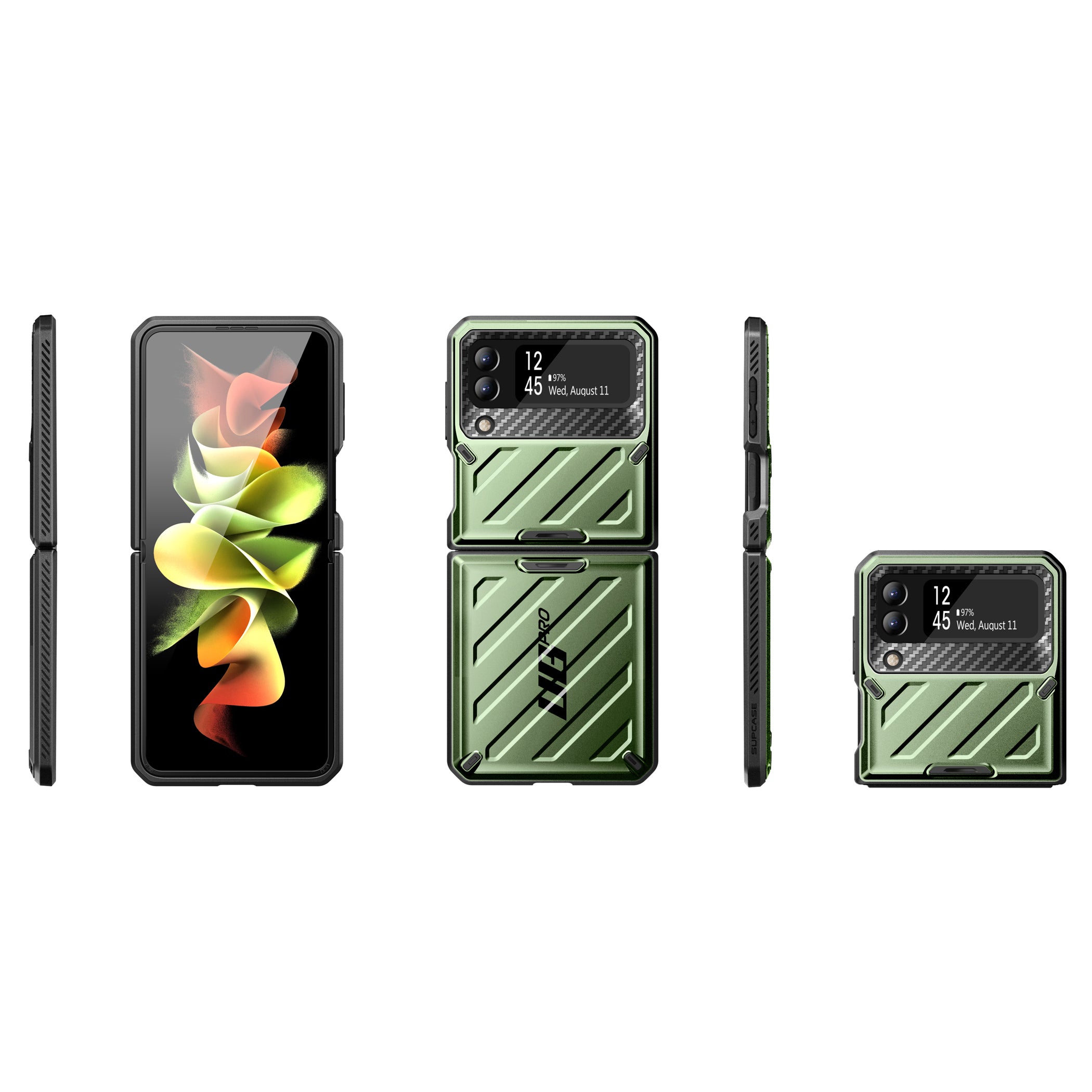 Samsung Galaxy Z Flip4 Unicorn Beetle PRO Heavy Duty Rugged Case with Belt Clip - Dark Green Protective Cover for Outdoor, Work & Active Lifestyle
