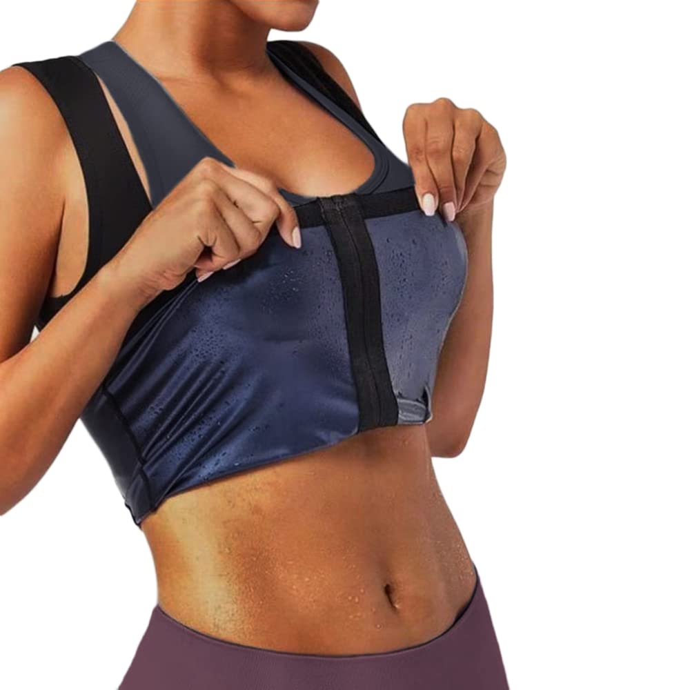 Women's Waist Trainer & Sauna Suit with Zipper - Sweat Vest & Body Shaper Tank Top for Weight Loss, Workout & Postpartum Recovery