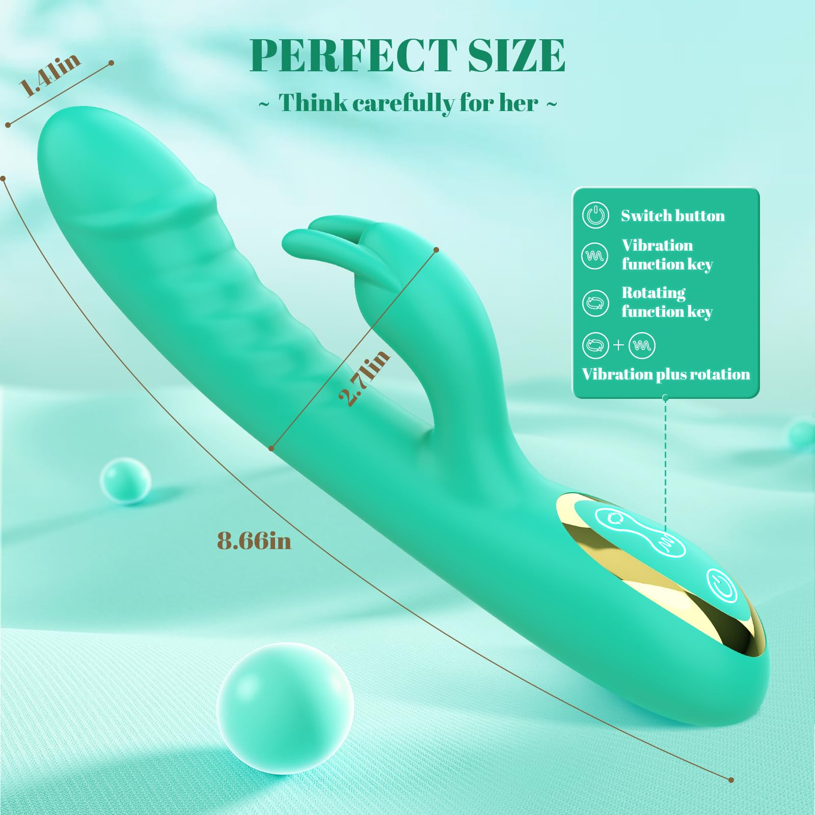 Premium Rabbit Vibrator with 10 Vibration Patterns & 3 Rotation Speeds - Dual Stimulation Clitoral & G-Spot Massager - Waterproof Silicone Adult Toy for Women (Robin Egg Blue) - Perfect for Solo Play, Couples & Sensual Exploration
