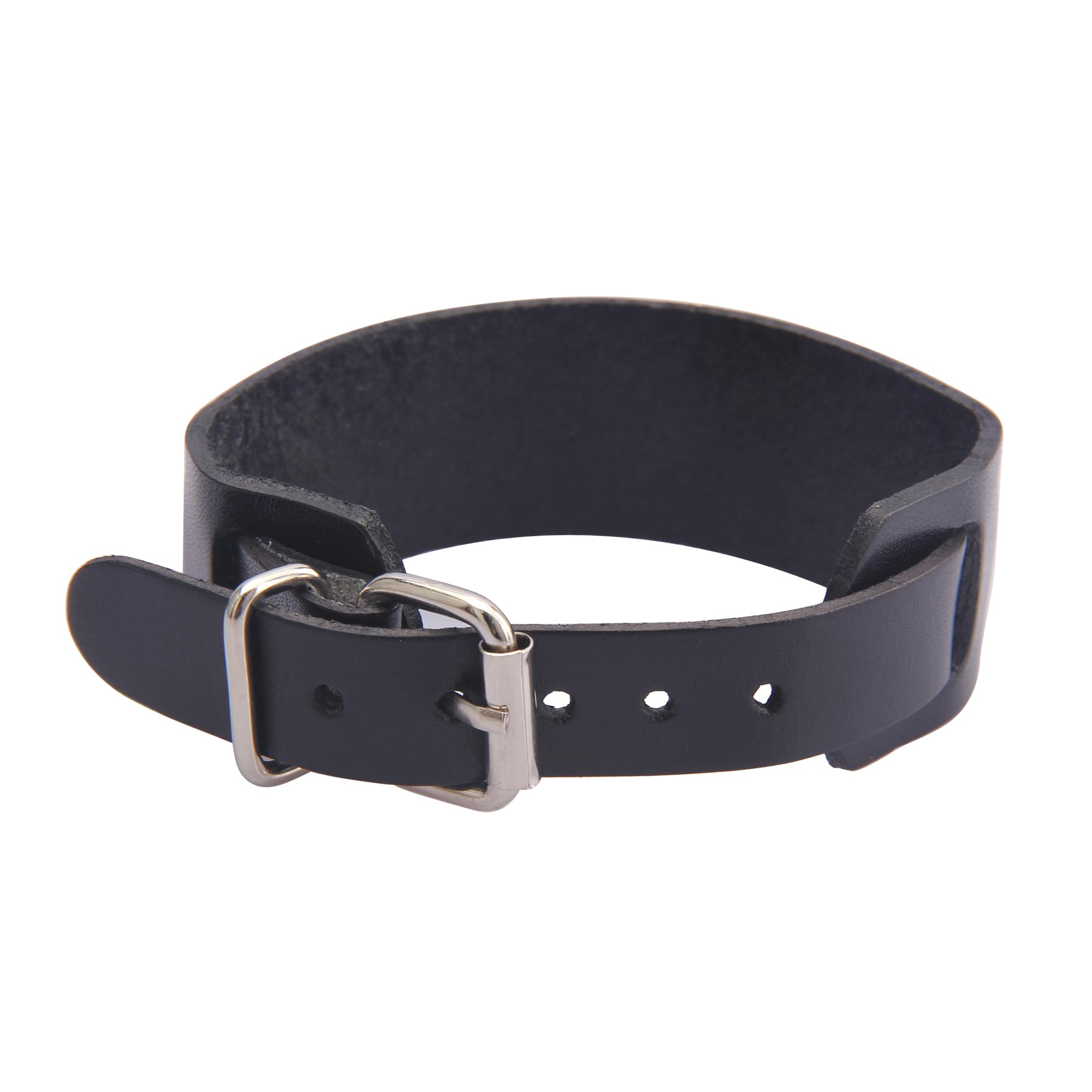 Men's & Women's Black Leather Bracelet - Punk Style Wrist Cuffs & Arm Bands for Casual Wear, Parties & Gothic Fashion Accessories