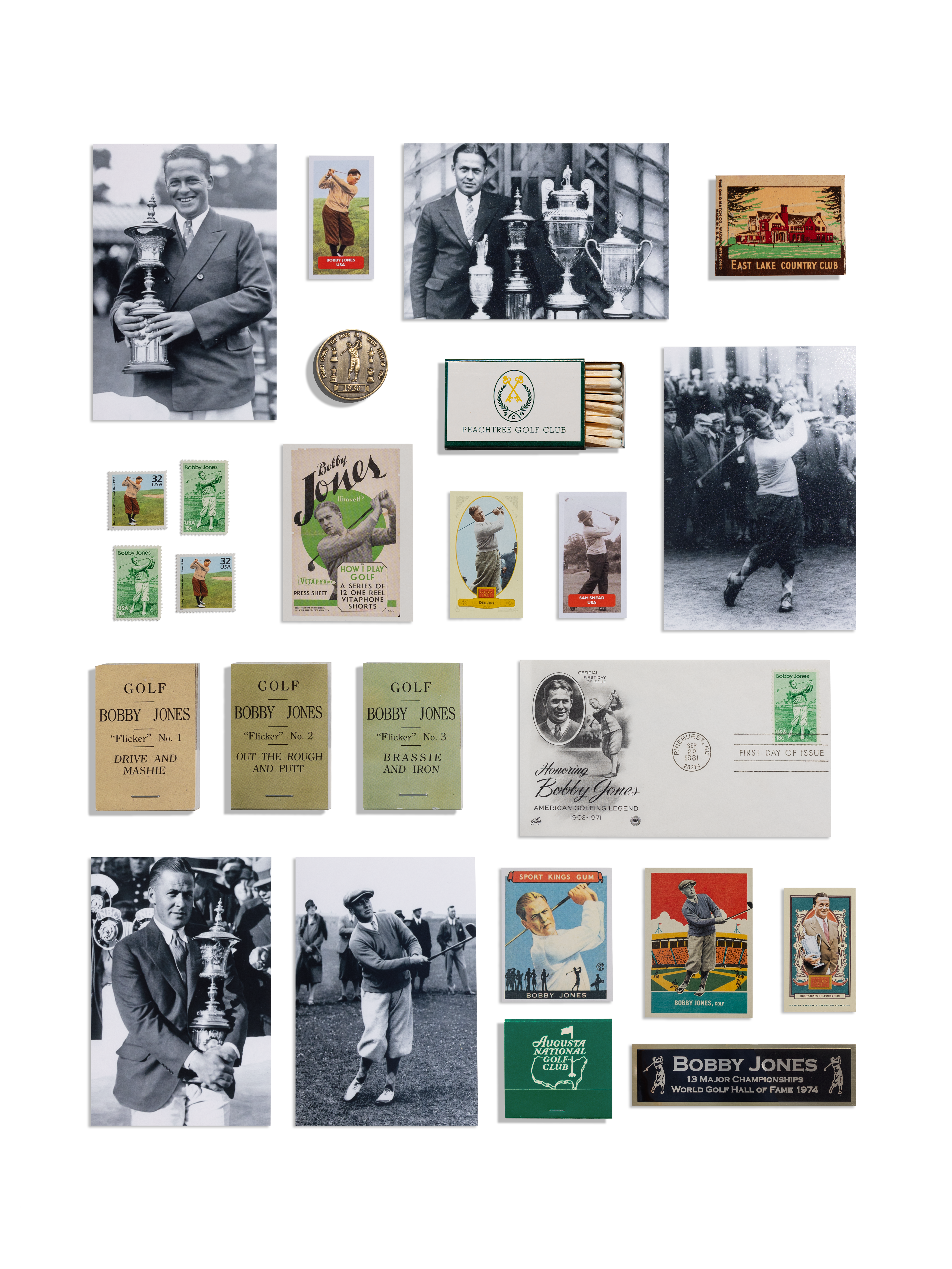 Vintage Bobby Jones Golf Collage Poster - Classic Golf Legend Wall Art for Home, Office & Man Cave Decor