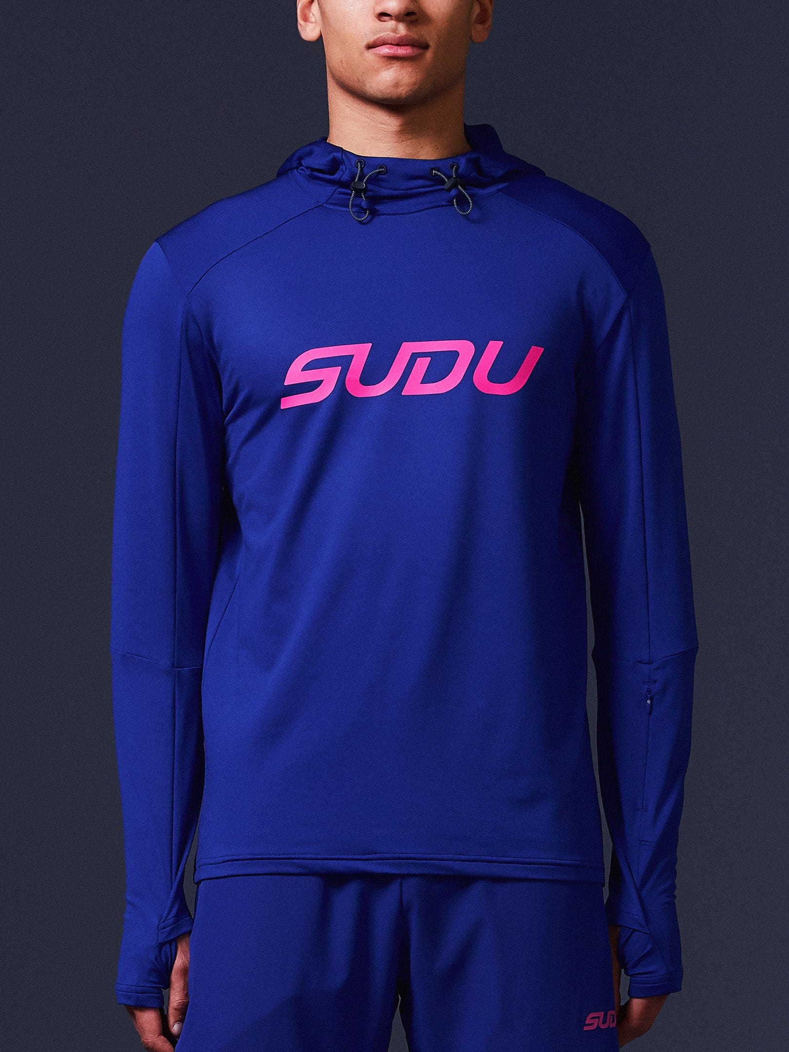 SRH 01 Hoodie - Dark Blue & Pink Pullover Sweatshirt for Men & Women | Casual Streetwear, Gym, Outdoor Activities