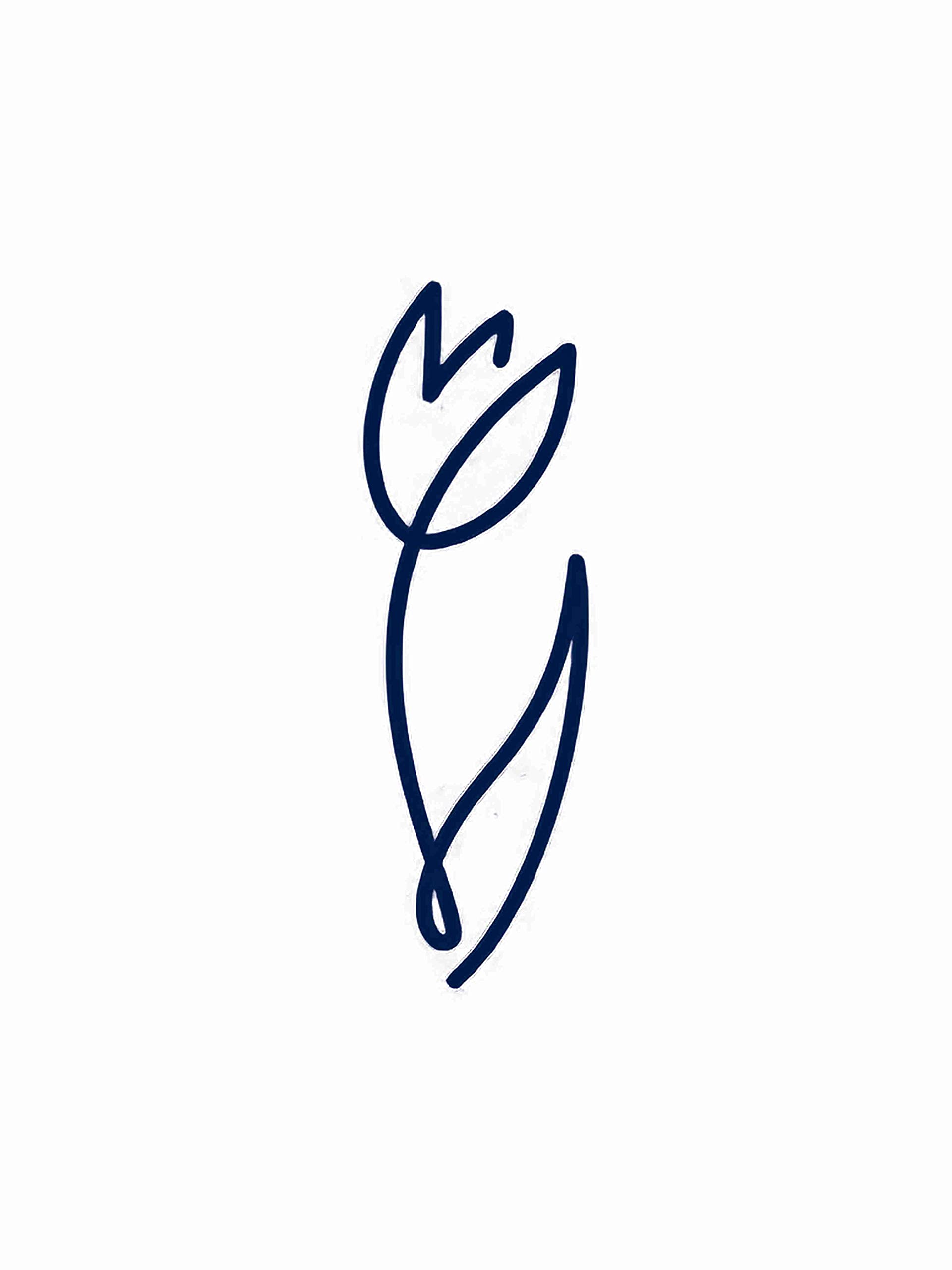 Semi-Permanent Temporary Tattoo Ink - Lasts 1-2 Weeks - Tulip Flower Line Art Minimalist Contour Design in Navy Blue - Realistic Looking Body Art for Men & Women - Perfect for Chest, Neck, Arm Tattoos - Great for Parties, Weddings, Vacations & Self-Expression (4 Sheets)