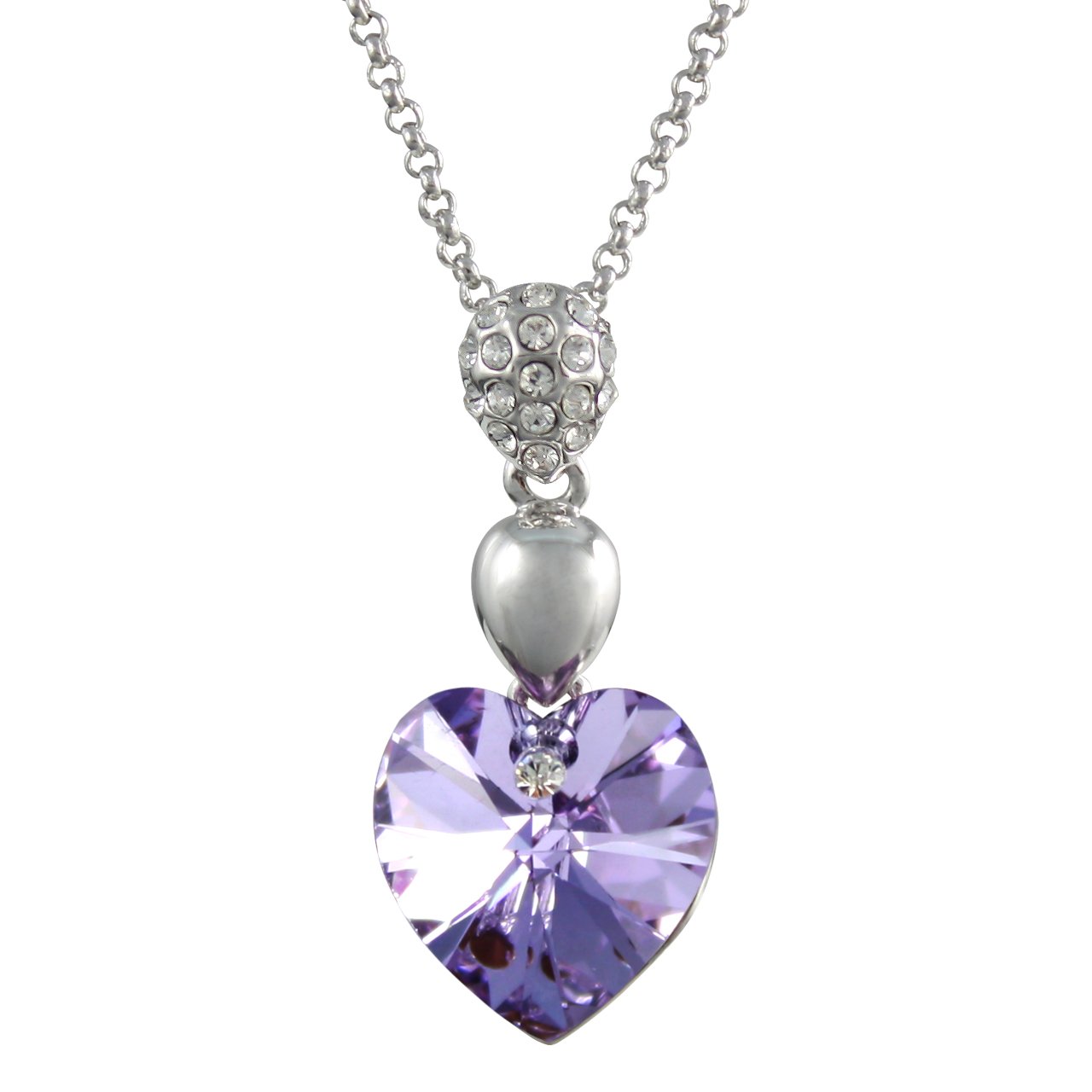 Sparkling Heart Crystal Necklace - Elegant Purple Gift for Her