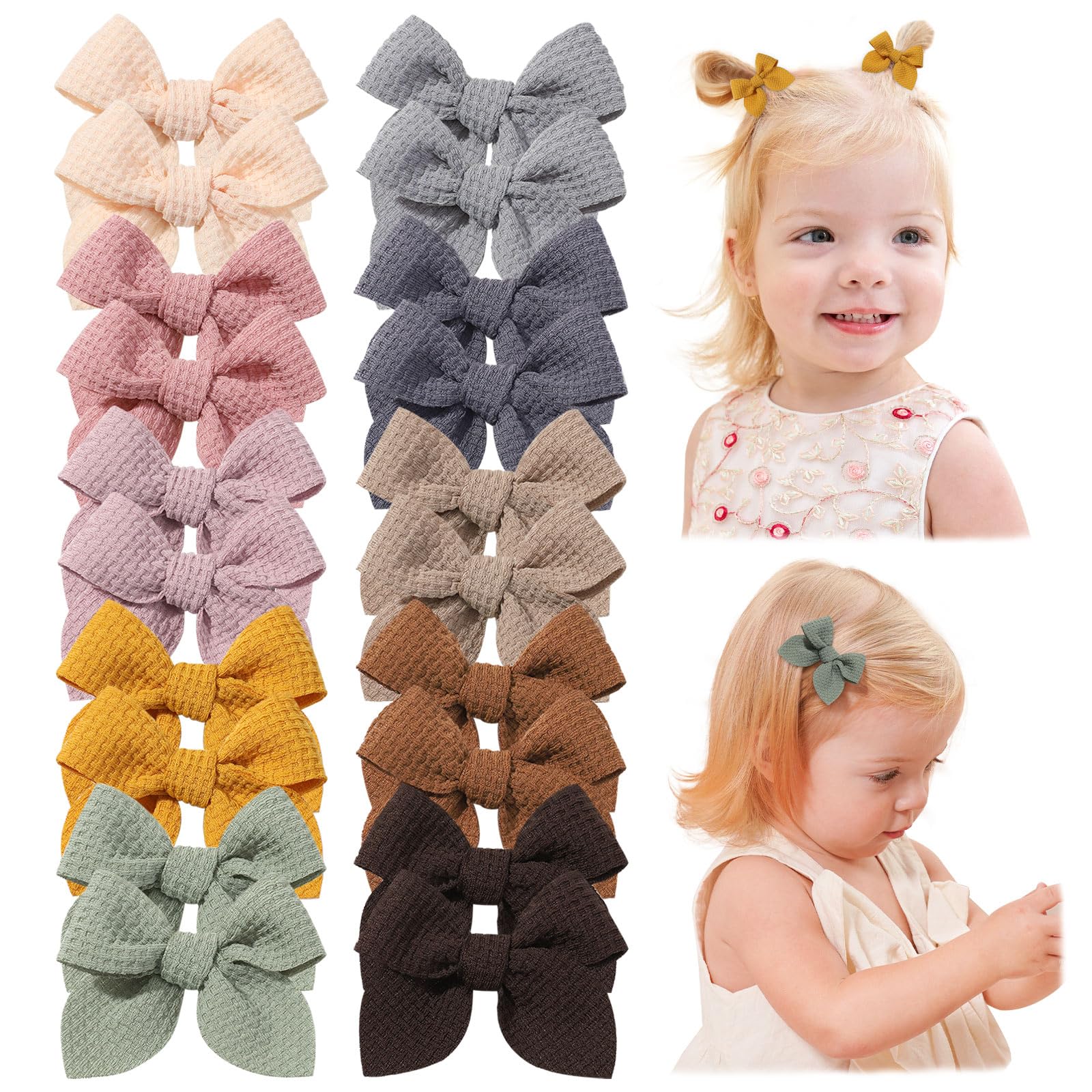 Jollybows 20pcs Baby Hair Clips for Girls - 2 Inch Mini Fable Alligator Clips, Toddler Pigtail Bows for Fine Hair - Perfect for Parties, School, and Daily Styling