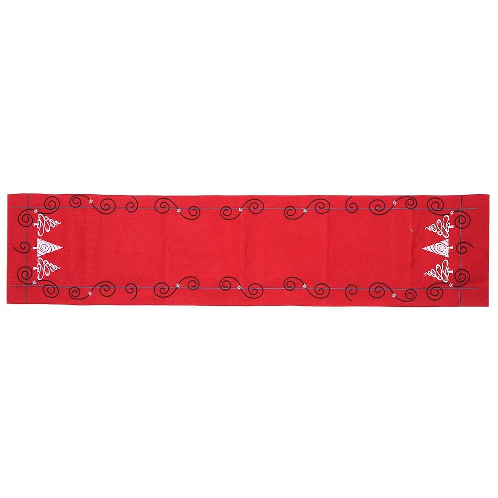 Premium Polyester Christmas Tablecloth - Red Embroidered Holiday Dining Table Decor for Kitchen, Living Room & Coffee Table (Rectangle, Red) | Perfect for Festive Gatherings & Seasonal Home Decor