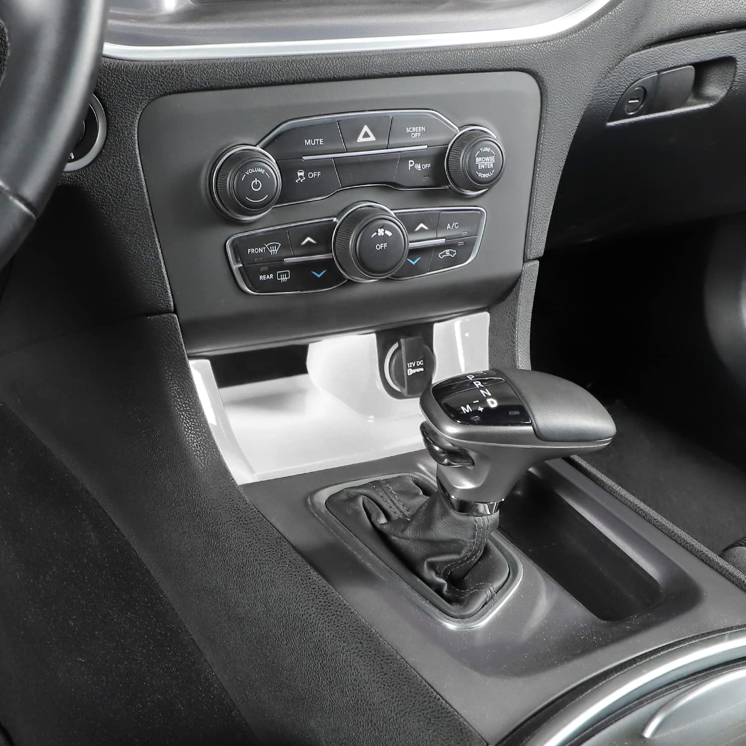 2011-2025 Dodge Charger Center Console Organizer - ABS Plastic Gear Shift Storage Bin Trim Panel (4-Piece Set, White) | Interior Accessories for Enhanced Car Organization & Style