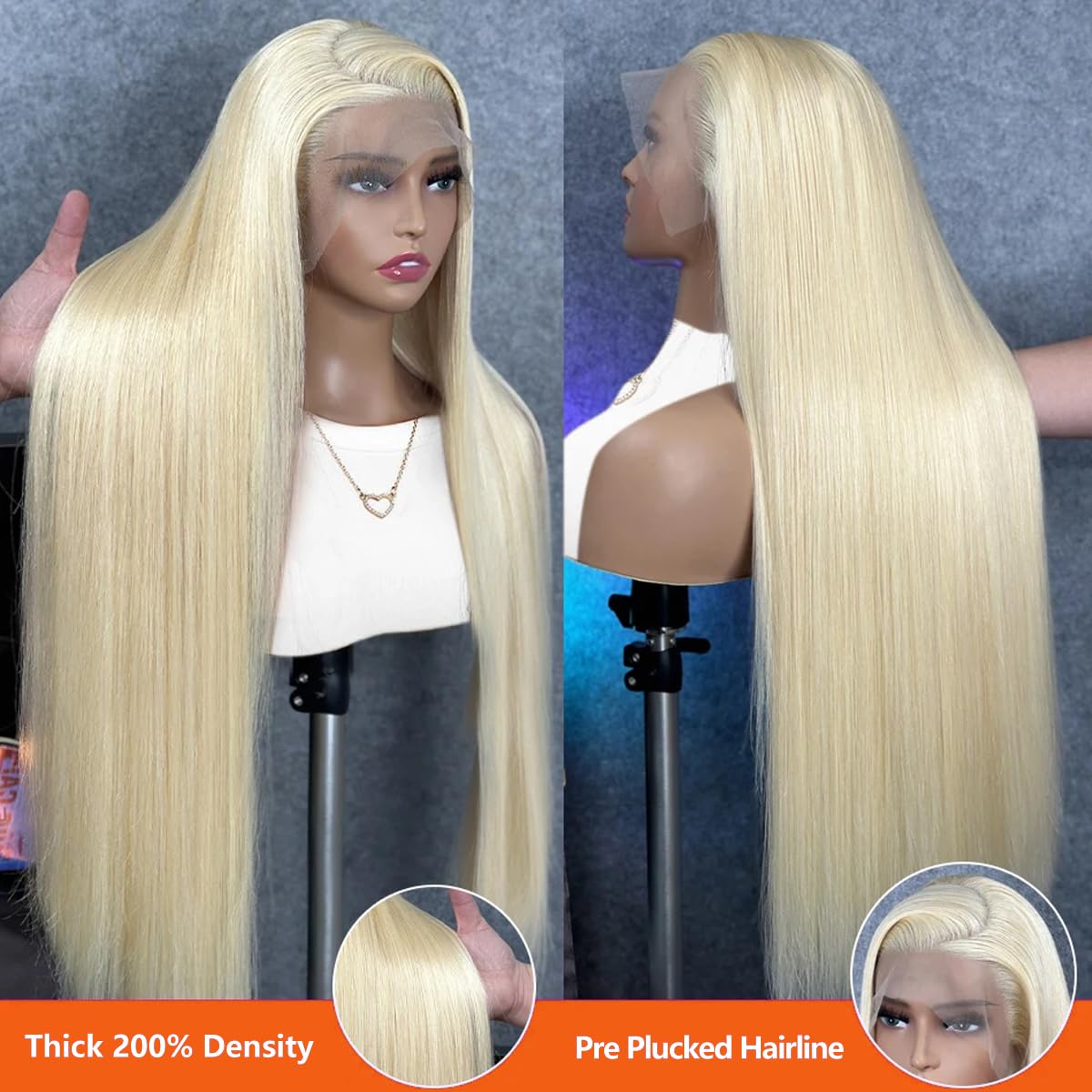 613 Blonde Human Hair Lace Front Wig 30 Inch - 13x6 HD Lace Frontal Wig 200% Density Pre-Plucked Glueless Straight Wig for Women | Perfect for Daily Wear, Cosplay, Parties & Special Occasions