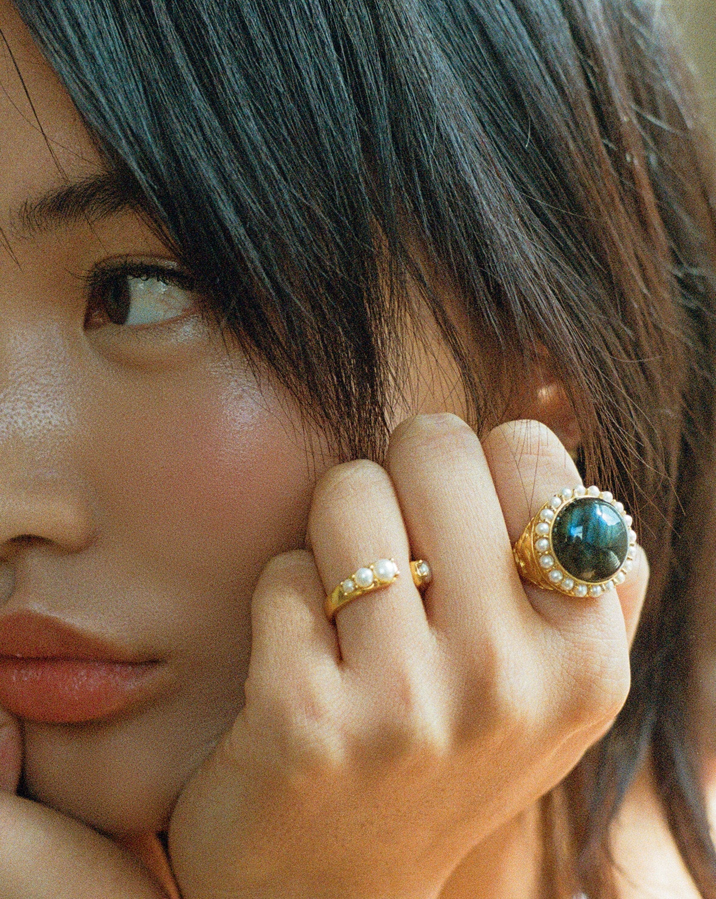 Harris Reed Openness Ring - 18ct Gold Vermeil & Pearl Jewelry for Women | Elegant Gift for Weddings, Anniversaries & Special Occasions