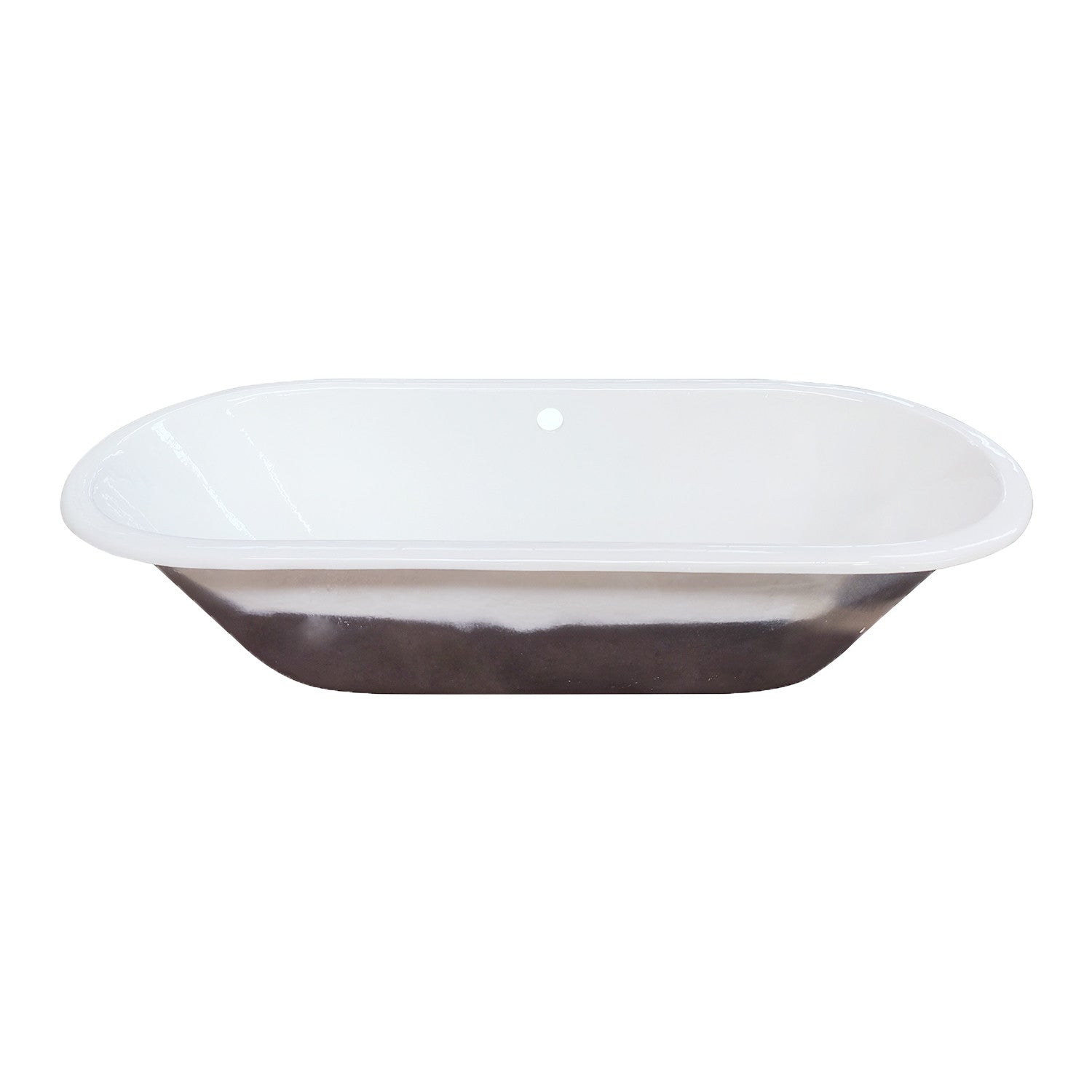 Aqua Eden 63 Inch White Cast Iron Oval Drop-In Bathtub with Center Drain - Perfect for Luxurious Spa Baths & Modern Bathroom Renovations